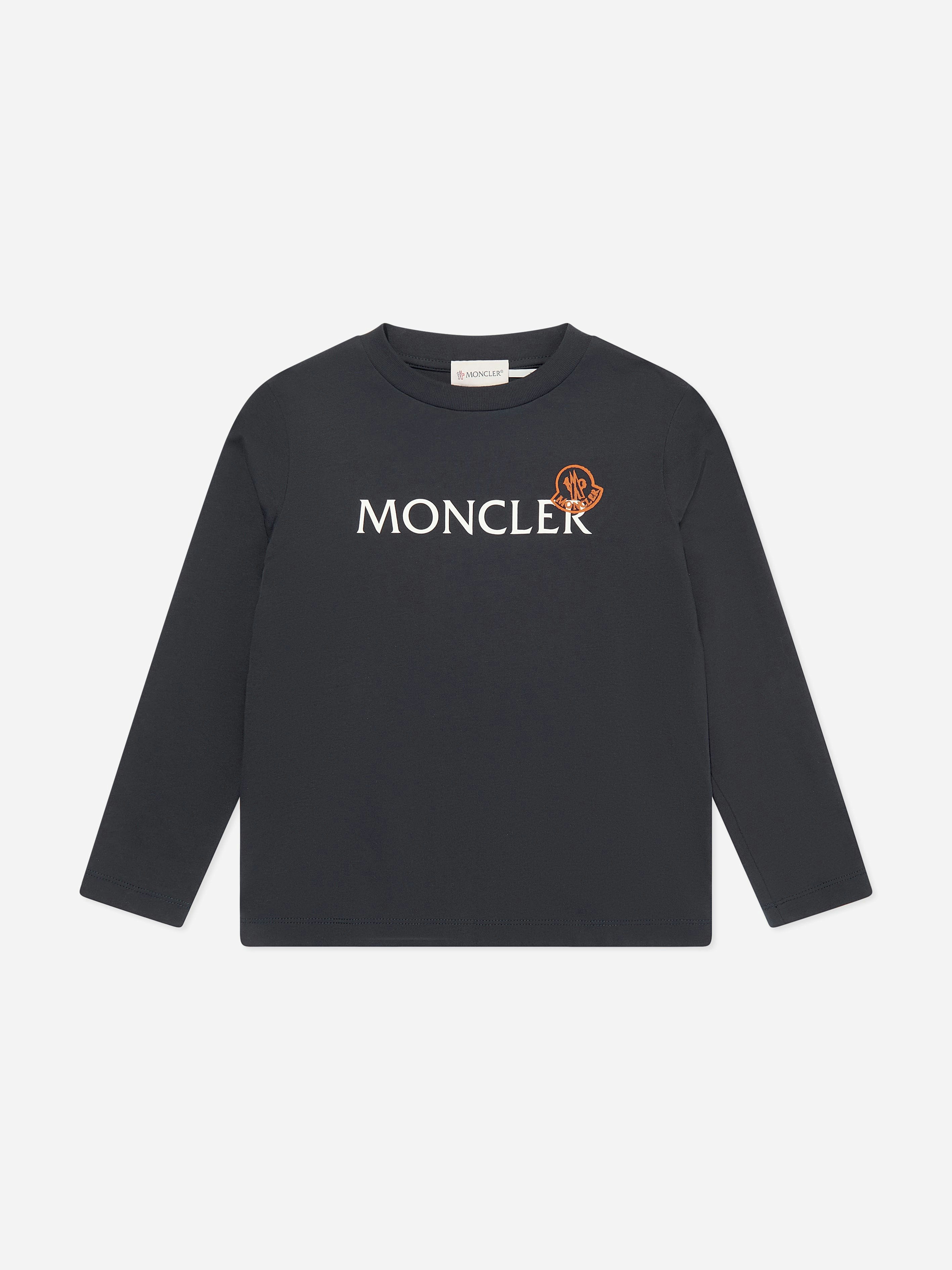 Moncler Enfant Boys Long Sleeve Logo T-Shirt In Navy - Navy - 12 Yrs