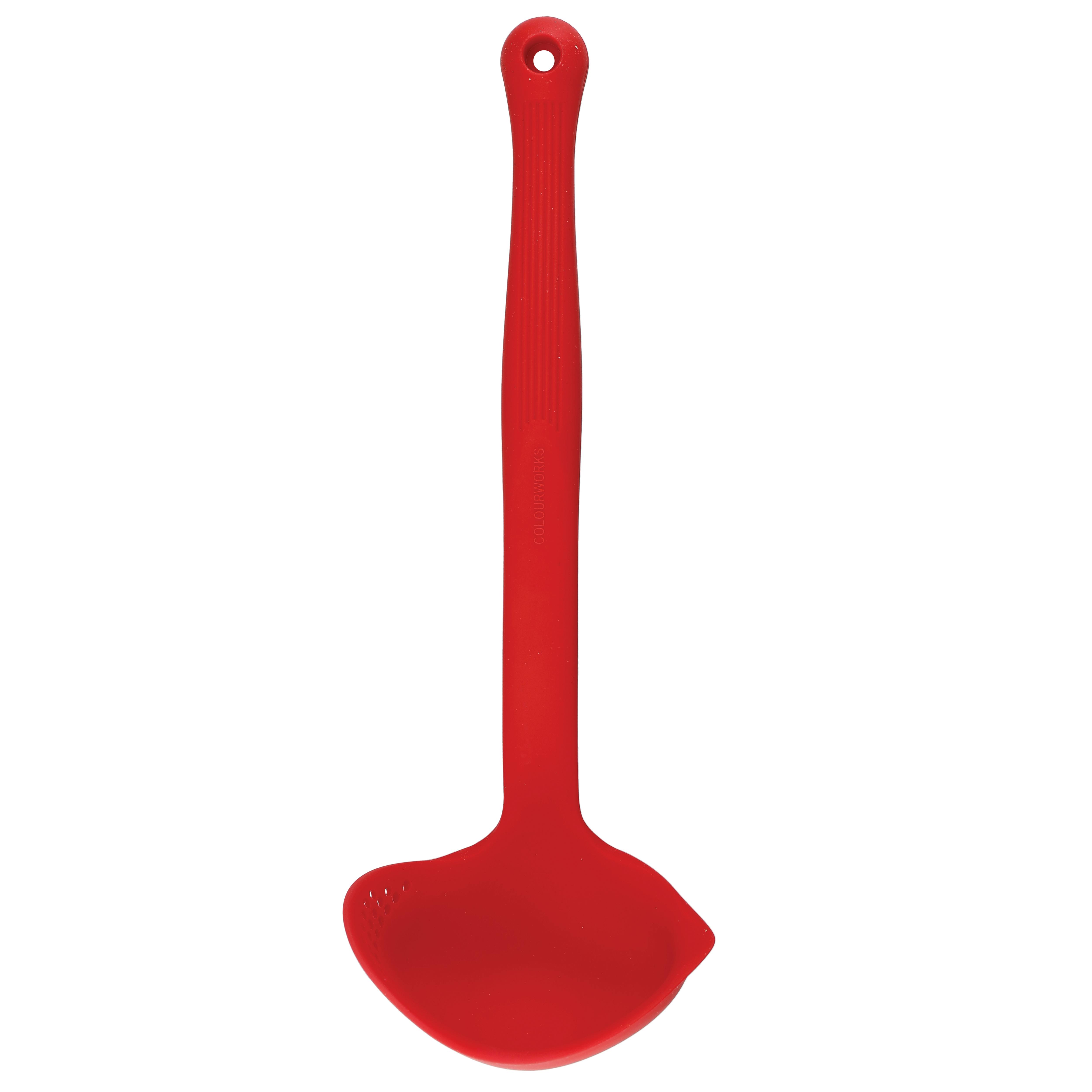 Rackhams Red Silicone Kitchen Ladle With Spout - Silicone - Ladle