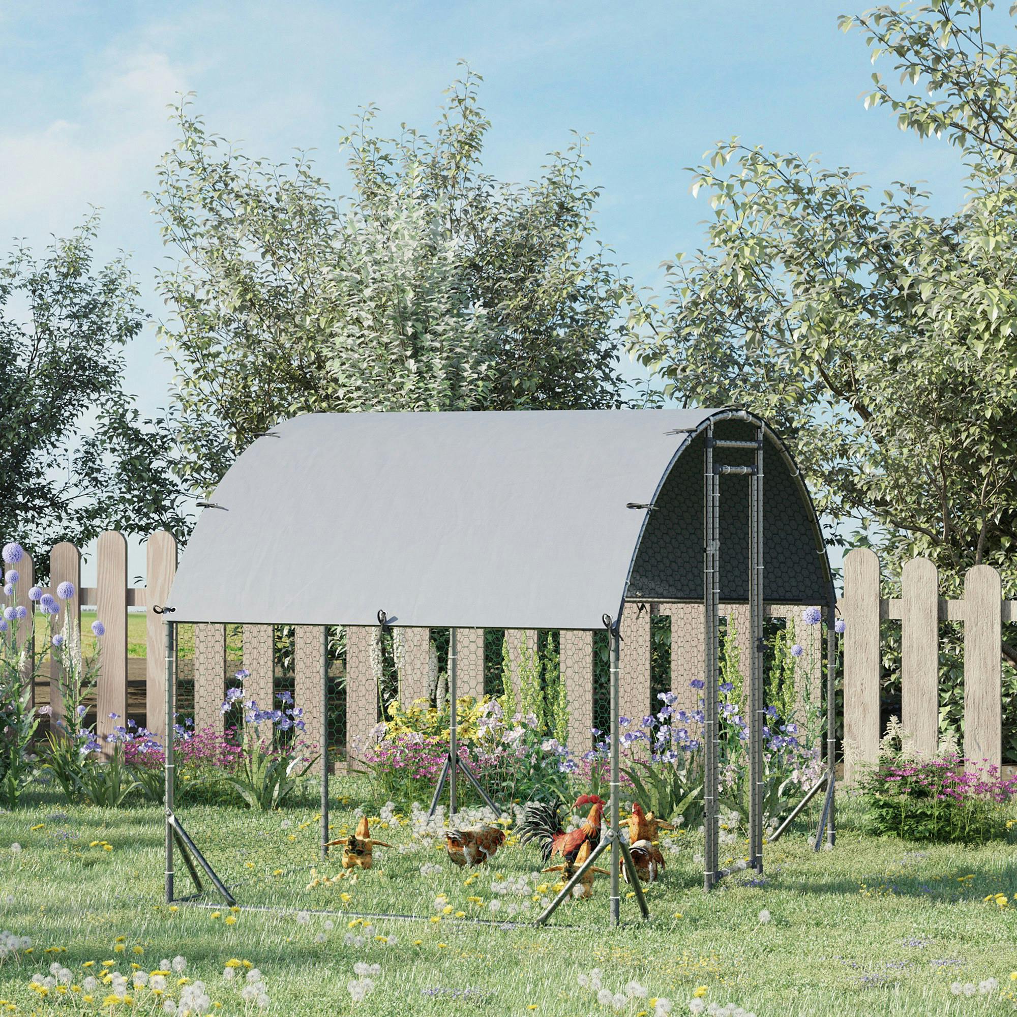 Pawhut Walk-In Chicken Run Galvanised Chicken Coop W - 280 X 190 X 197Cm