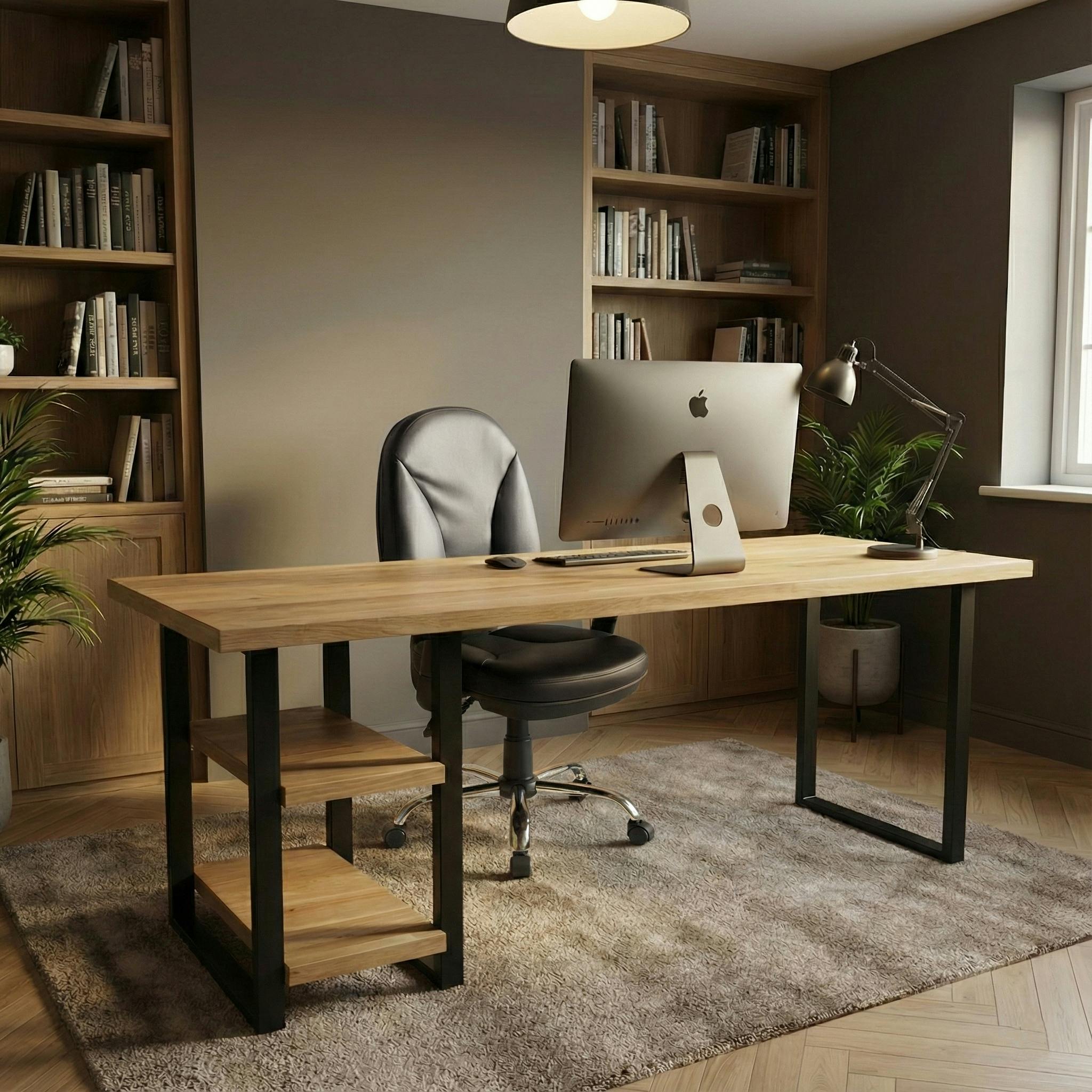 Trl Furniture Grain Staved Oak Office Desk With Under Desk Shelves - 290 - 45