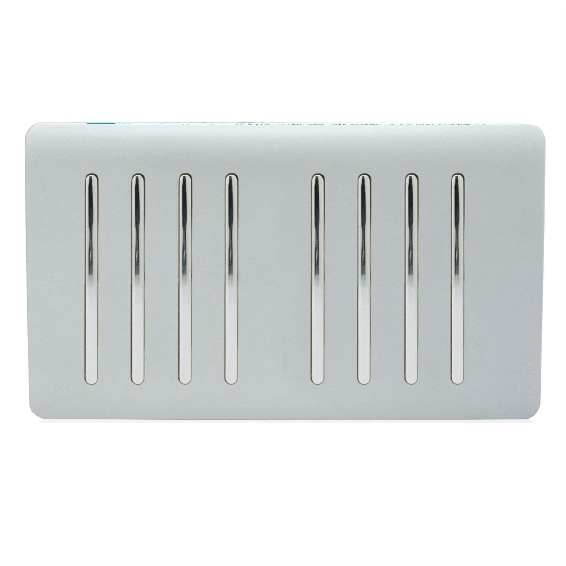 Trendi Switch Trendi 8 Gang 2 Way Rocker Double Plate Tactile Light Switch - Platinum Silver - Image 4