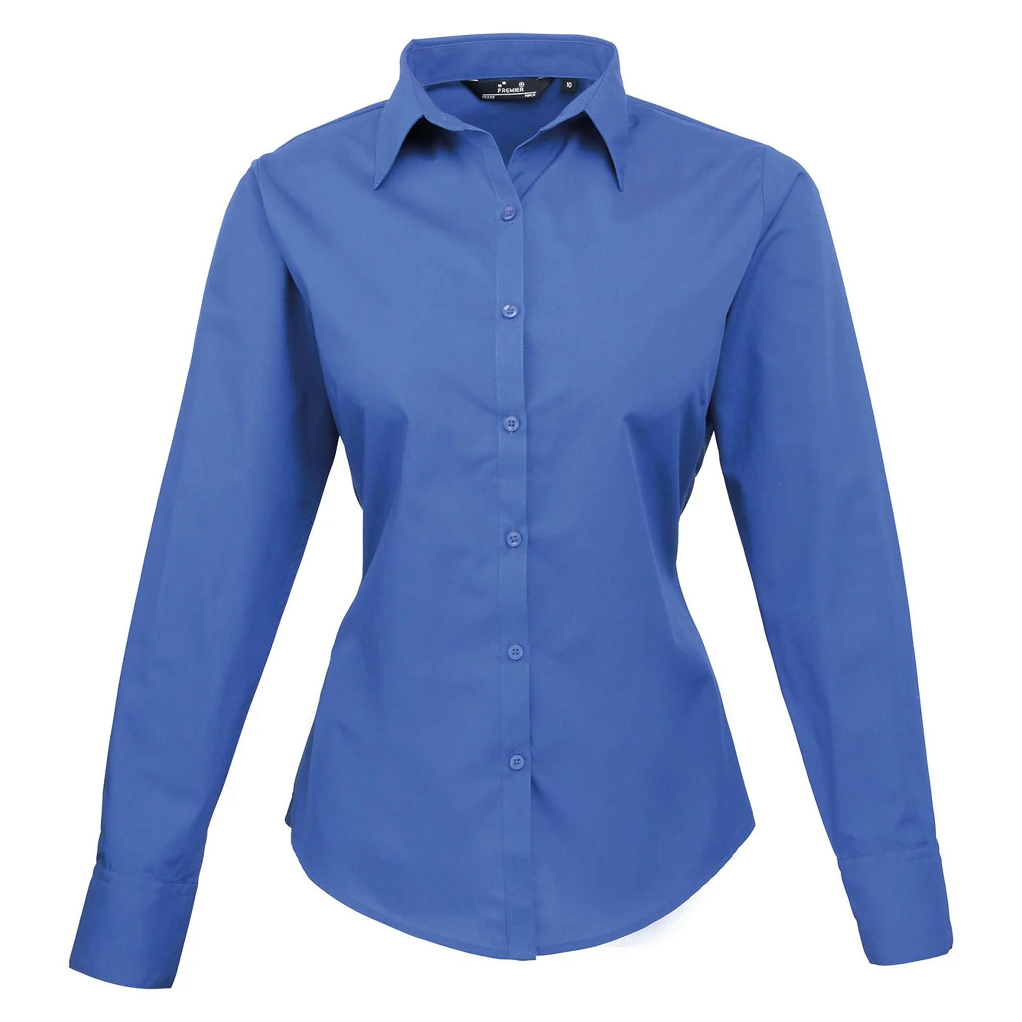 Joom Premier Women's Royal Blue / Poplin Long-Sleeved Blouse Cm - Image 4