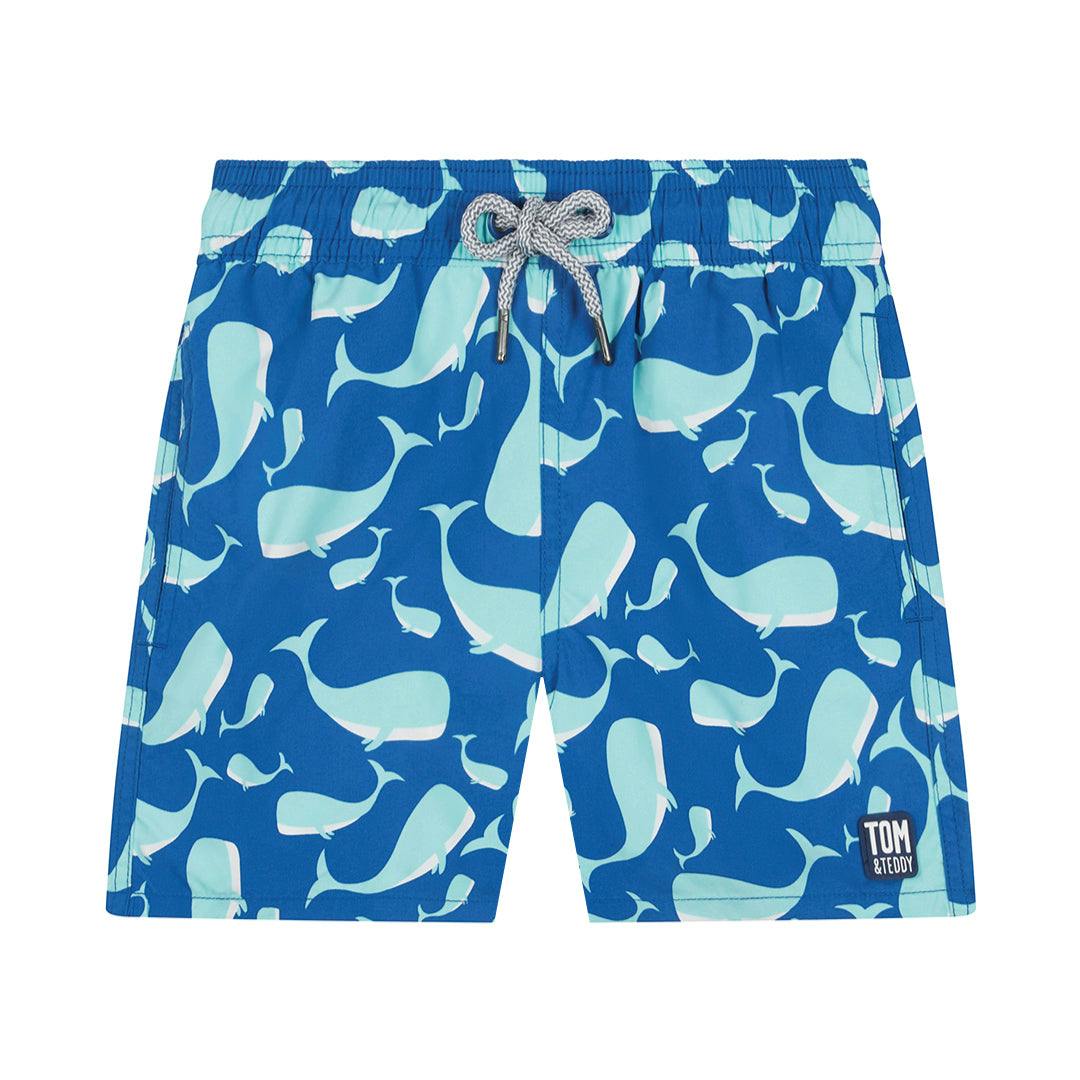 Tom & Teddy Blue/Turquoise Navy & Aqua Whales - 7-8
