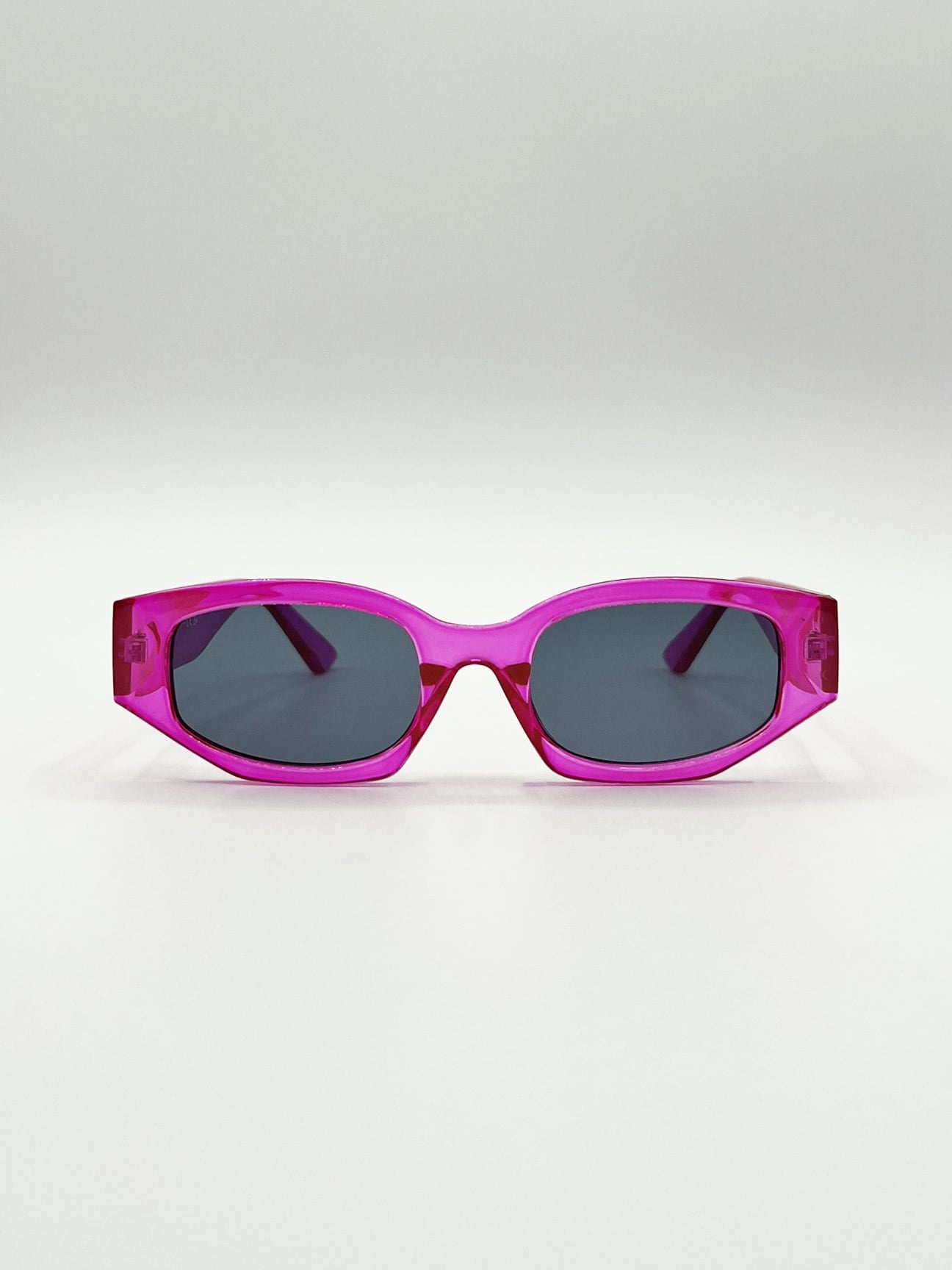 SVNX Womens Angular Sunglasses Translucent Hot Pink - One Size - Image 2