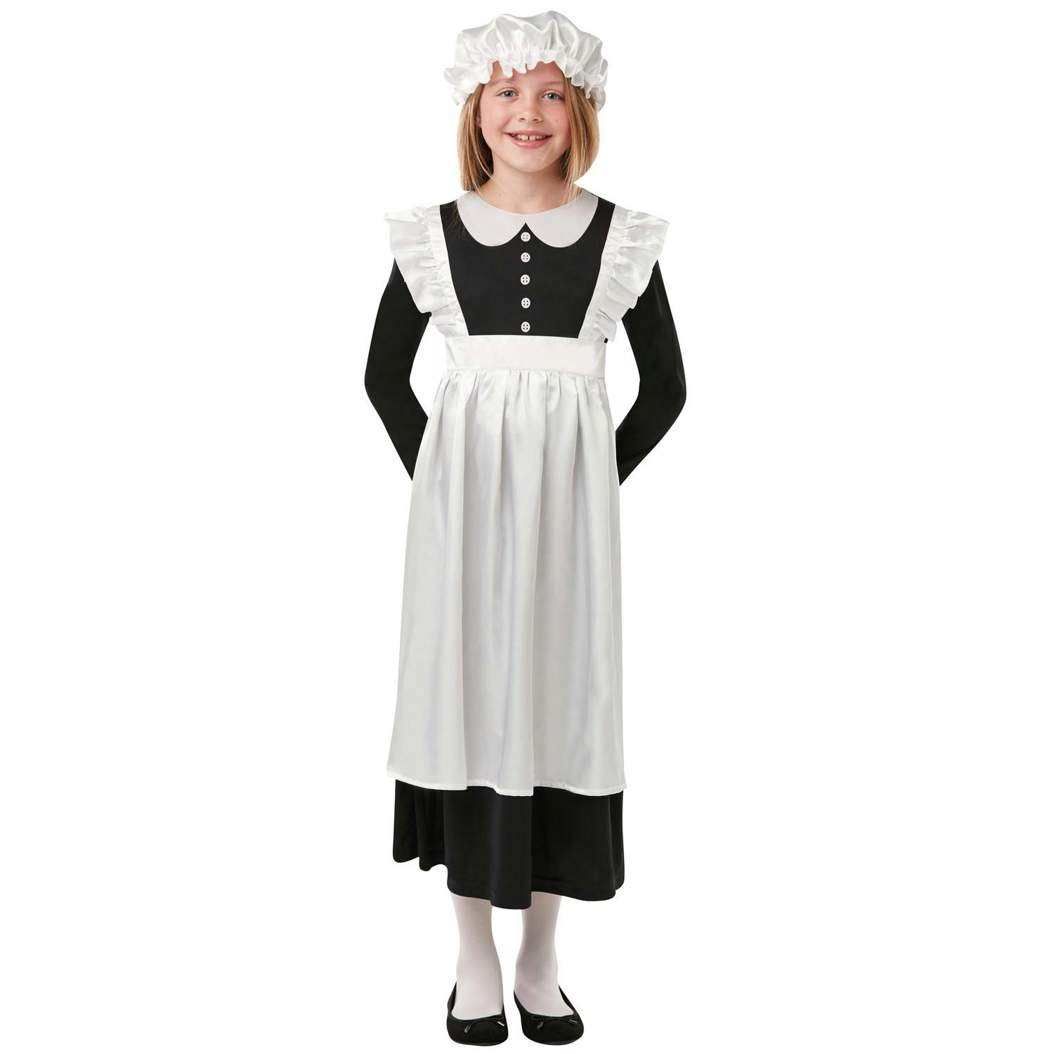 Bristol Novelty Girls Black/White Victorian Maid Costume - 9-10 Years