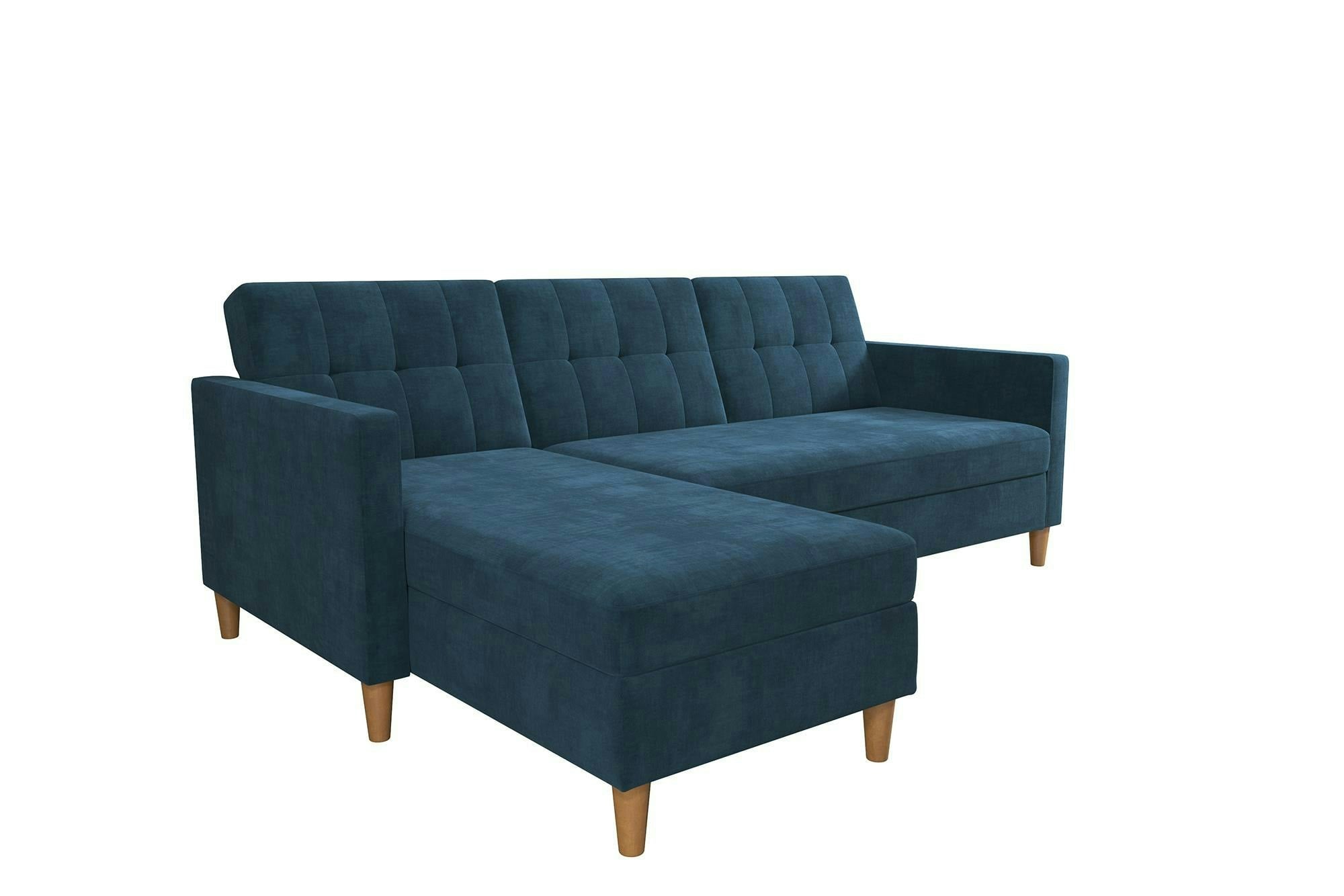 Dorel Home Blue Hartford Sectional Sofa Bed Chenille With Storage