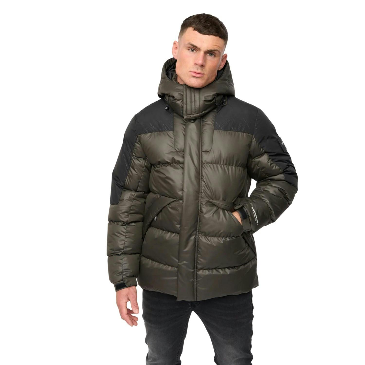 Crosshatch Men's Camptor Panelled Jacket - Olive - Xl - Olive - 100% Polyester