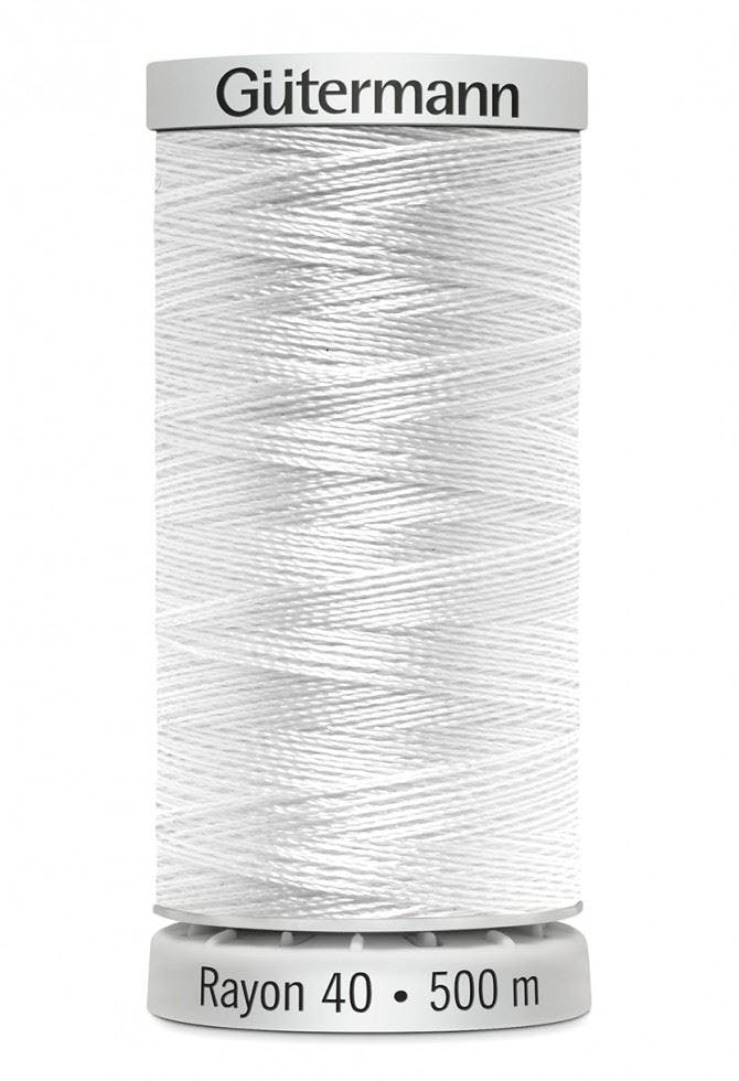 Gutermann No 40 Sulky Rayon Embroidery Thread 500M Rayon Thread Suitable For Embroidery - 1001 - 500 Metres