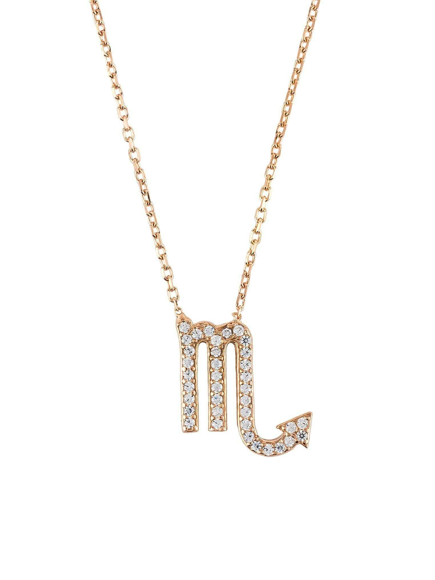 Latelita Gold Zodiac Star Sign Pendant Necklace Rose Scorpio - Rose