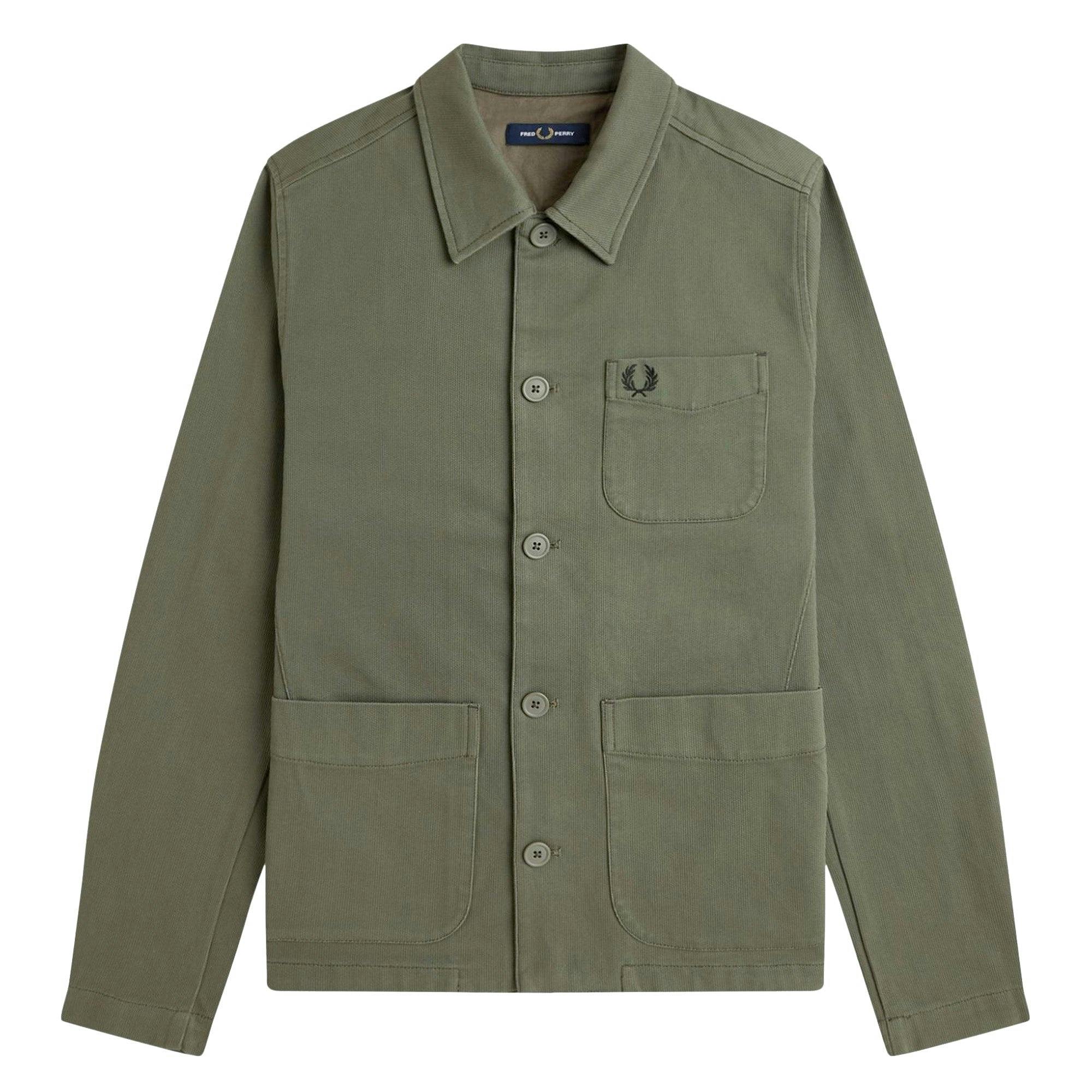 Fred Perry Green Bedford Cord Overshirt - Laurel Wreath - Medium