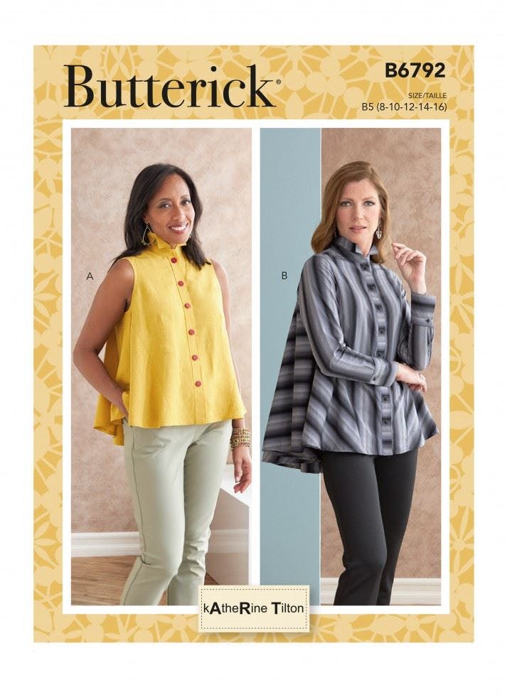 Butterick Women's Sewing Pattern 6792, Tops, Shirts For B5 (8-10-12-14-16) - Intermediate - F5 (16-18-20-22-24)