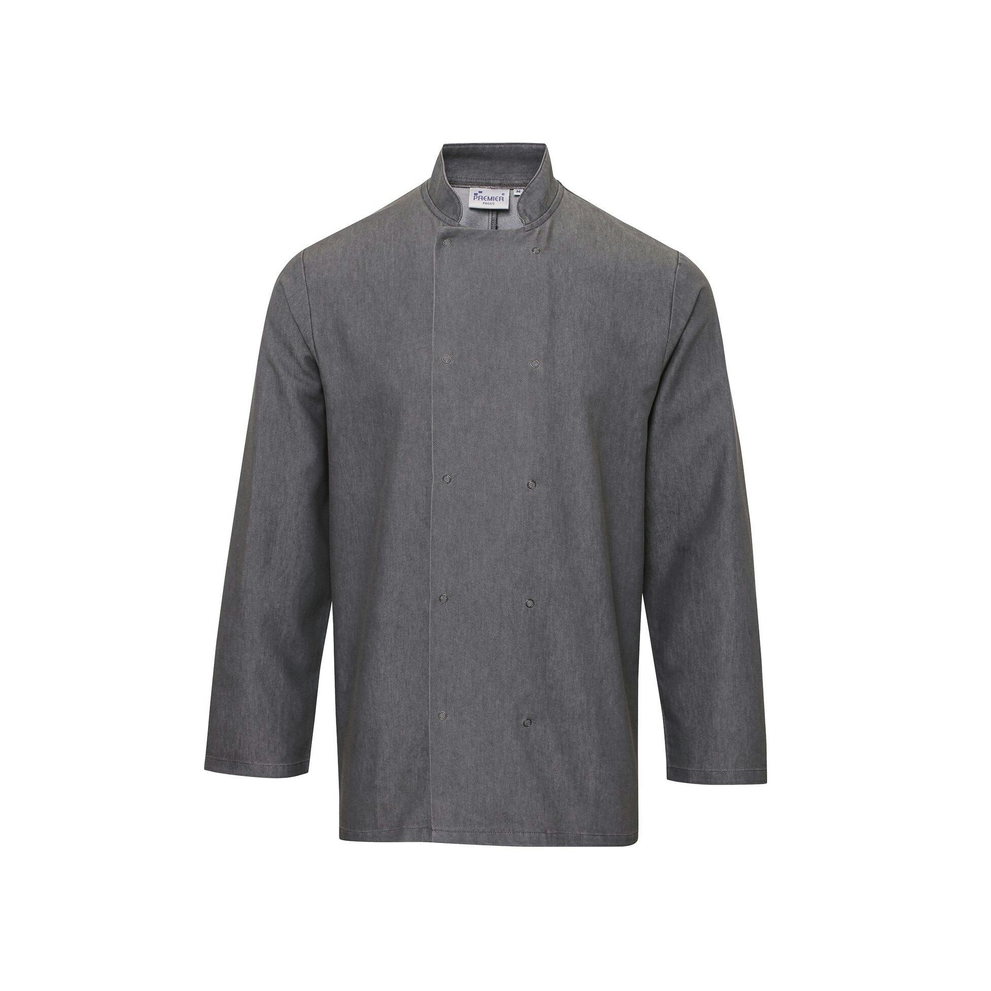 Premier Men's Dark Grey Denim Chefs Jacket Pack Of 2 In | : Medium - Image 2