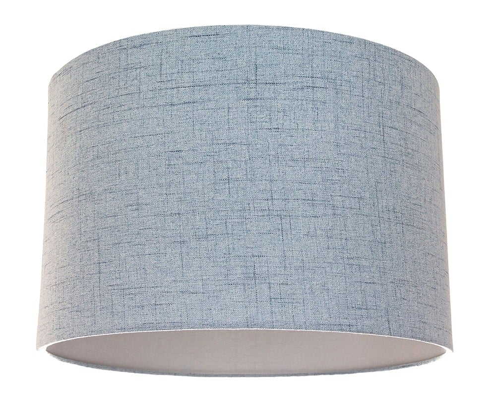 Happy Homewares Blue Contemporary And Sleek Textured Linen Fabric Drum Lamp Shade 60W Maximum