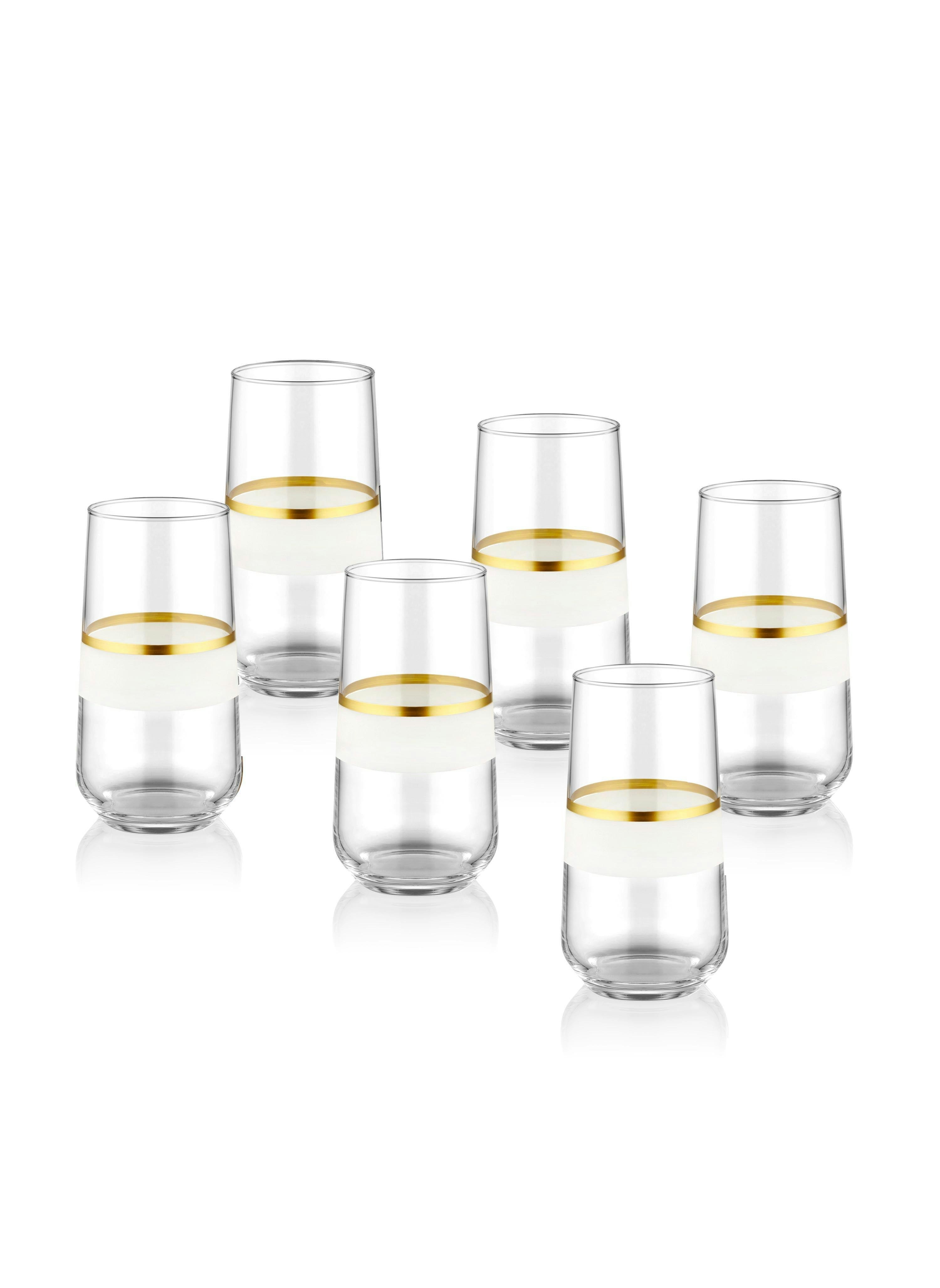 Rozi White/Gold Snow Collection Highball Glasses (Set Of 6)