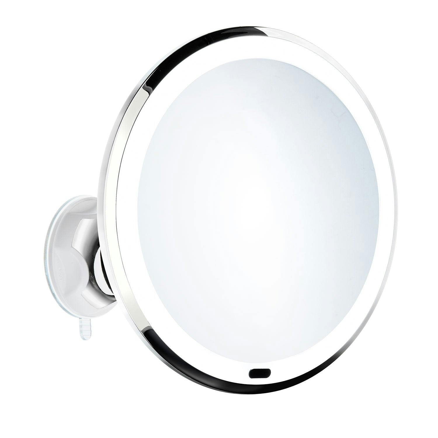 Beslagsboden Light Polished Chrome Led Mirror With Suction Cup Mounting (200Mm) 7X Magnification Bathroom Makeup Or Shaving Mirror