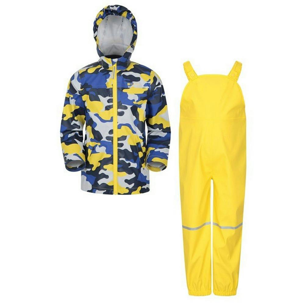 Mountain Warehouse Yellow Childrens/Kids Raindrop Camo Waterproof Jacket And Trousers Set - Pale - 2-3 Years - Pale - 50% Polyester/50% Polyurathane