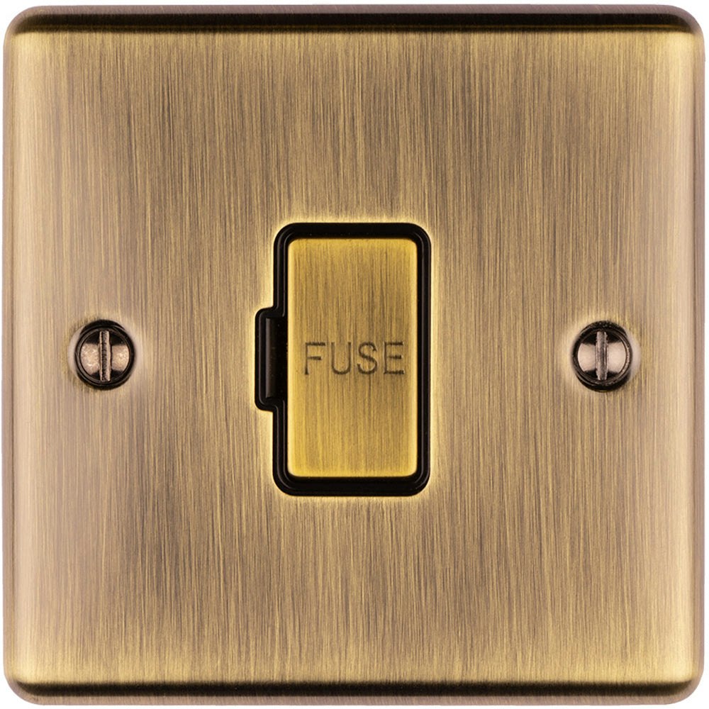 Loops 1 Gang 13A Unswitched Fuse Spur ANTIQUE BRASS & BLACK Metal Mains Isolation