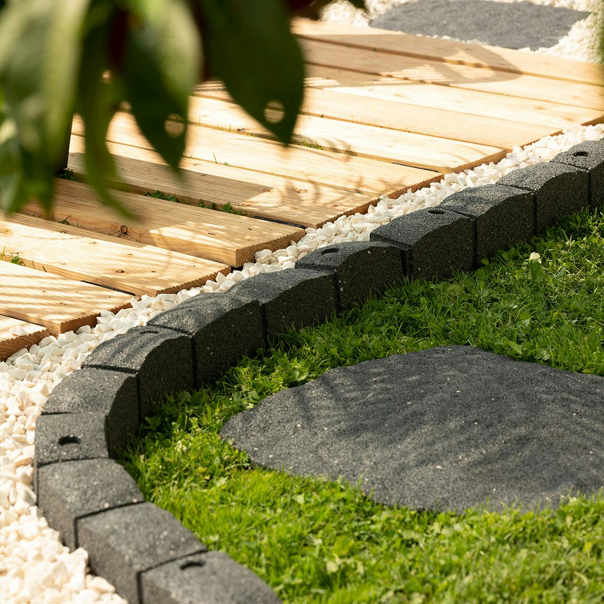 Rackhams Grey Recycled Rubber Roman Stone Garden Border 1.2M