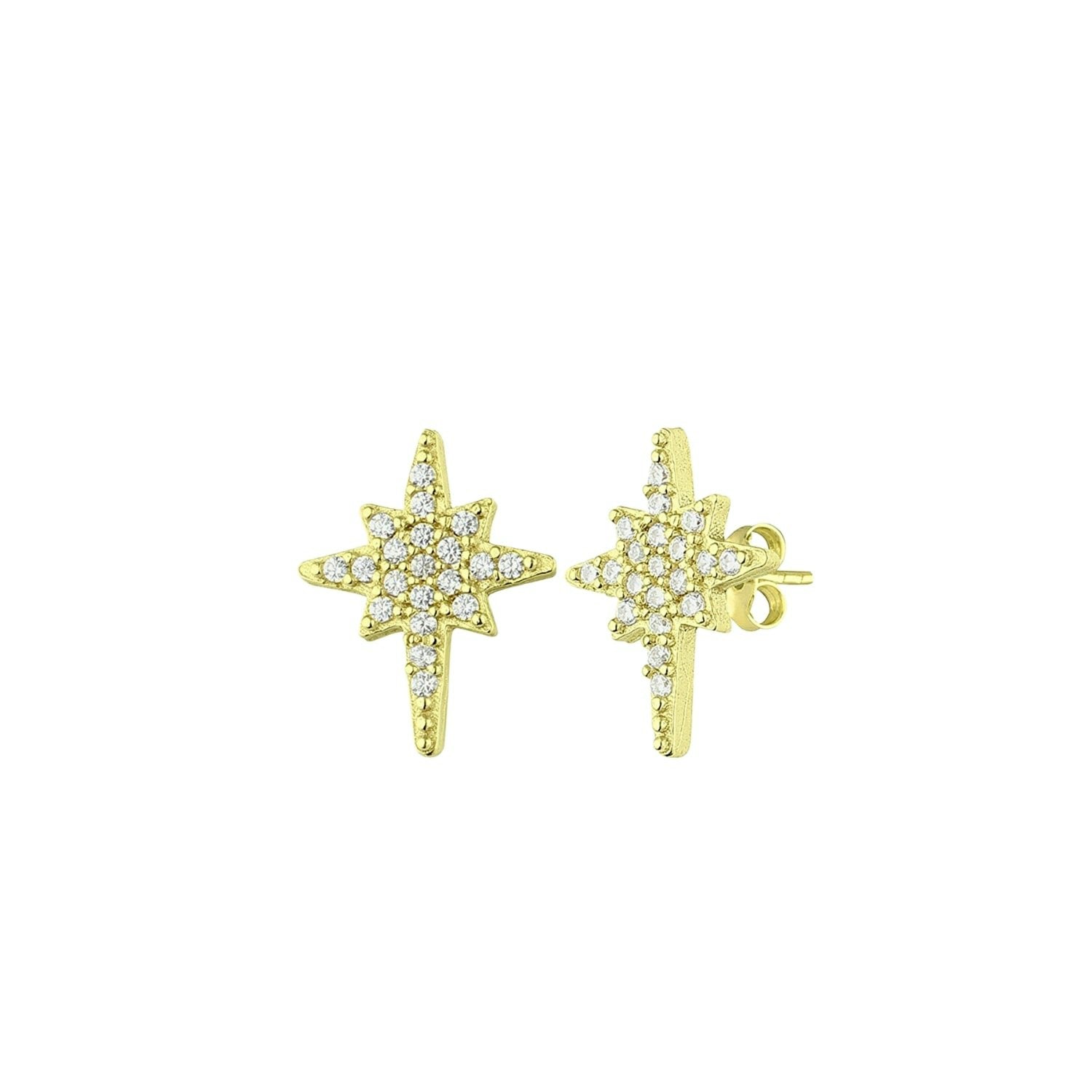Spero London Silver/Gold Northern Star Sterling Stud Earrings