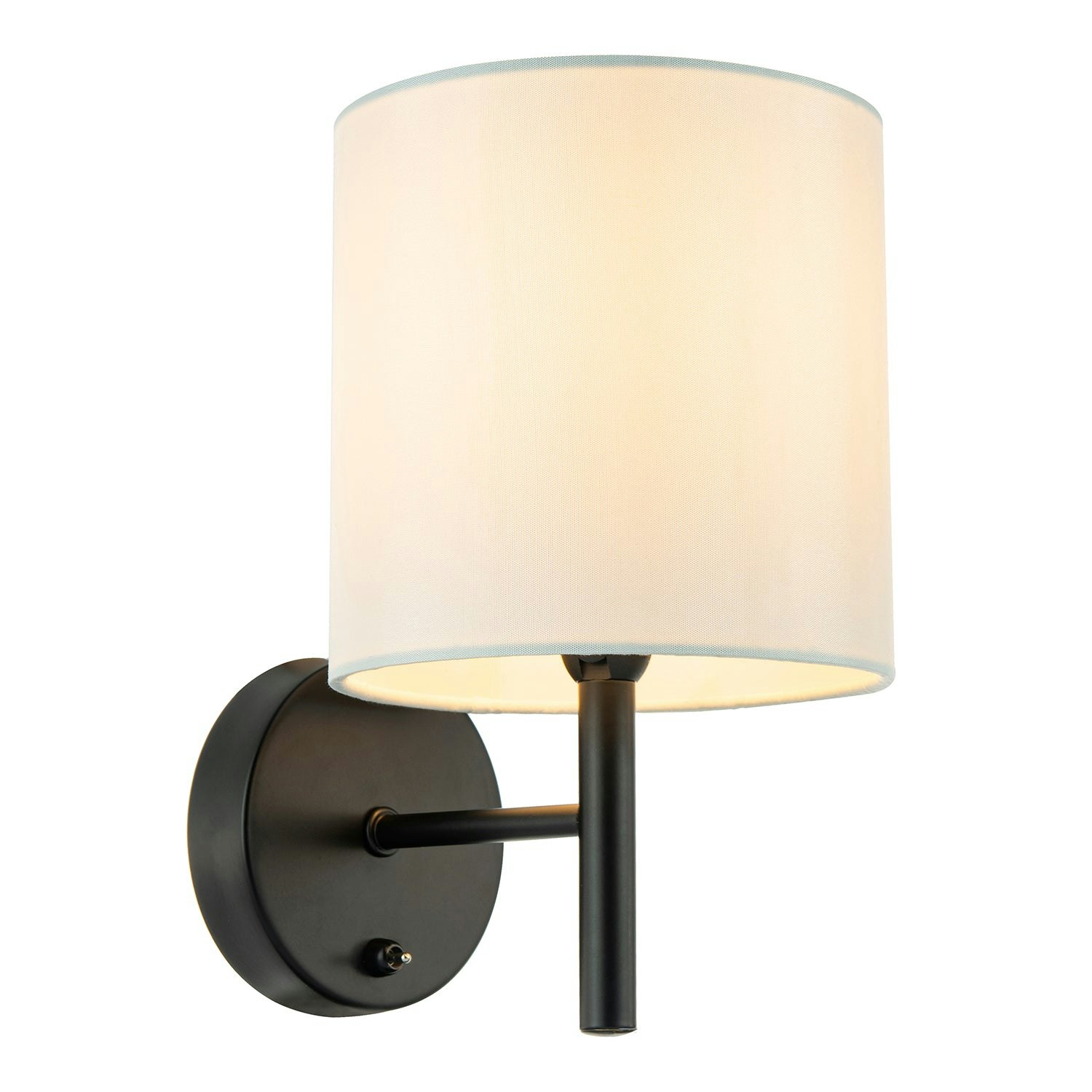 Happy Homewares Black Contemporary Bedside Wall Lamp In Matte With Toggle Switch And Shade