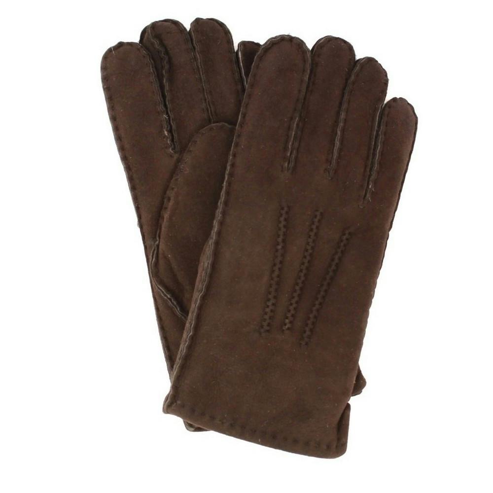 Eastern Counties Leather Women's Brown Stitch Detail Sheepskin Gloves - M