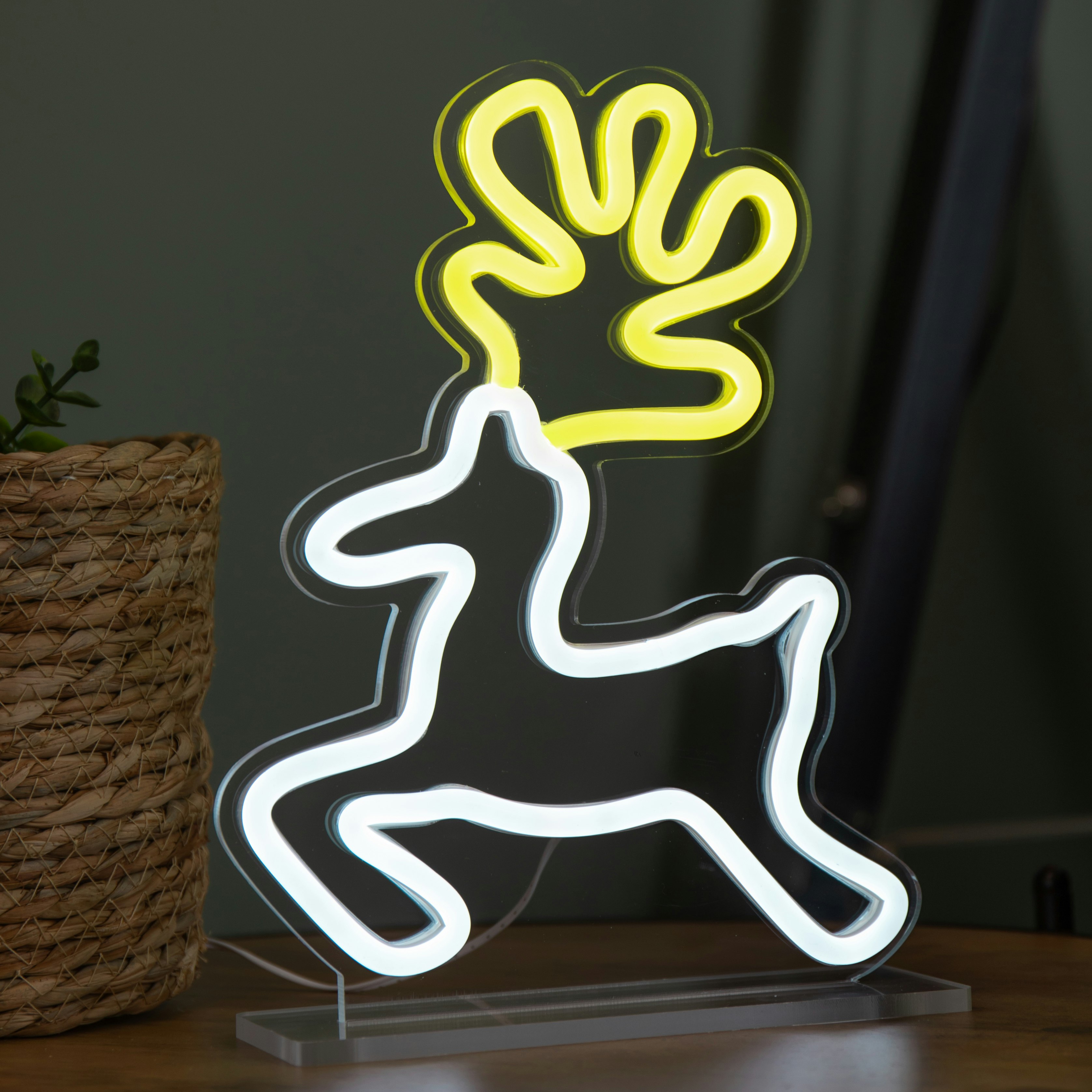 Samuel Alexander Light Up Christmas Reindeer Table Top Neon Sign 25Cm