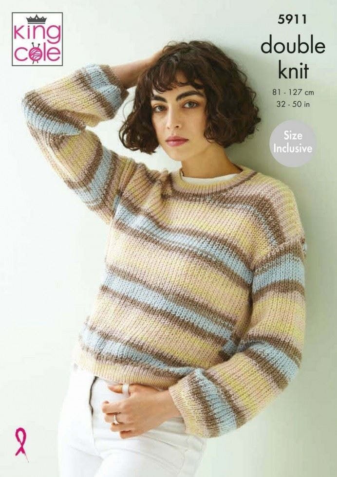 King Cole Women's Beaches Dk Knitting Pattern 5911, Tops, Sweaters, Slipovers For 32 - 50 Inches