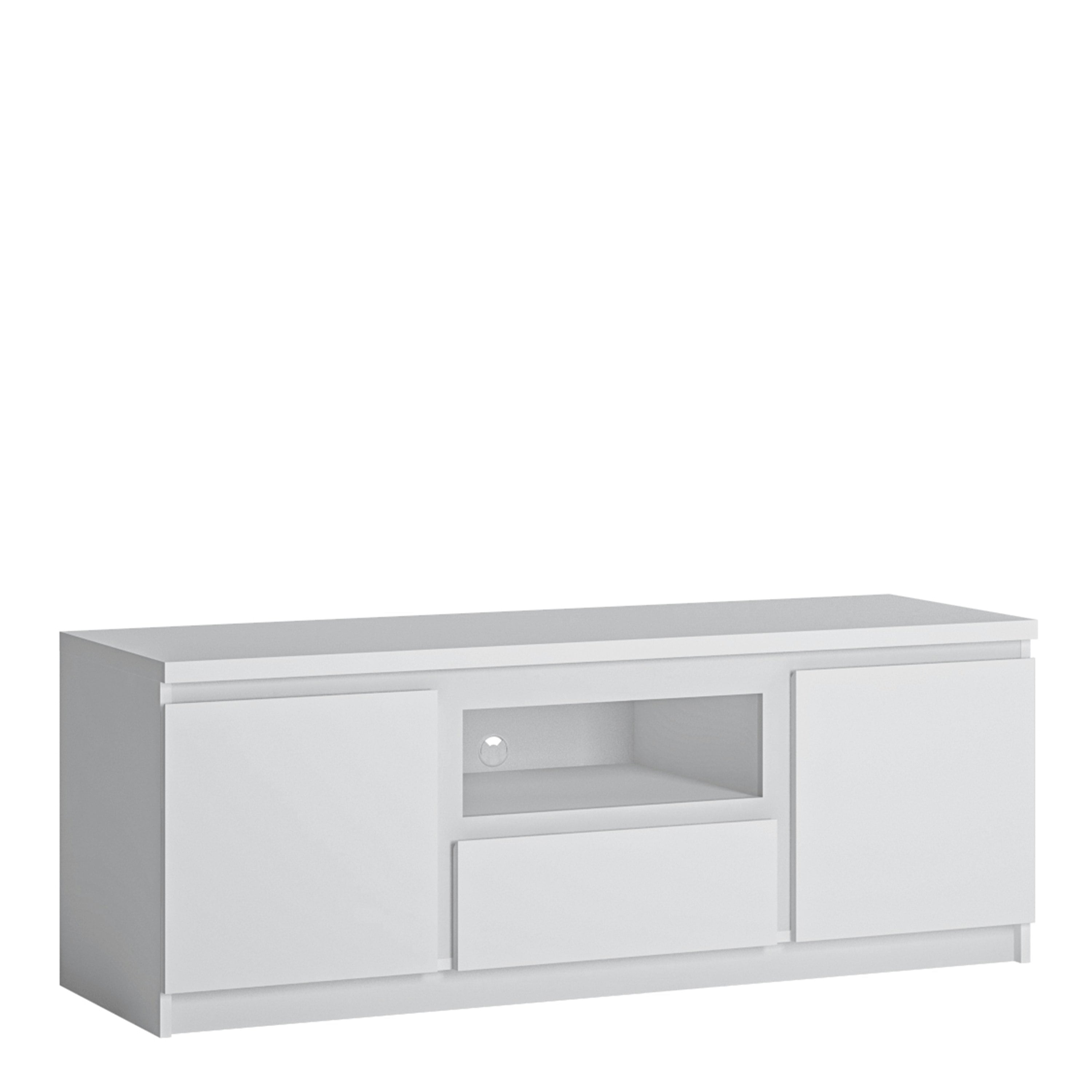 Furniture To Go White Fribo 2 Door 1 Drawer 136Cm Wide Tv Cabinet In - 1