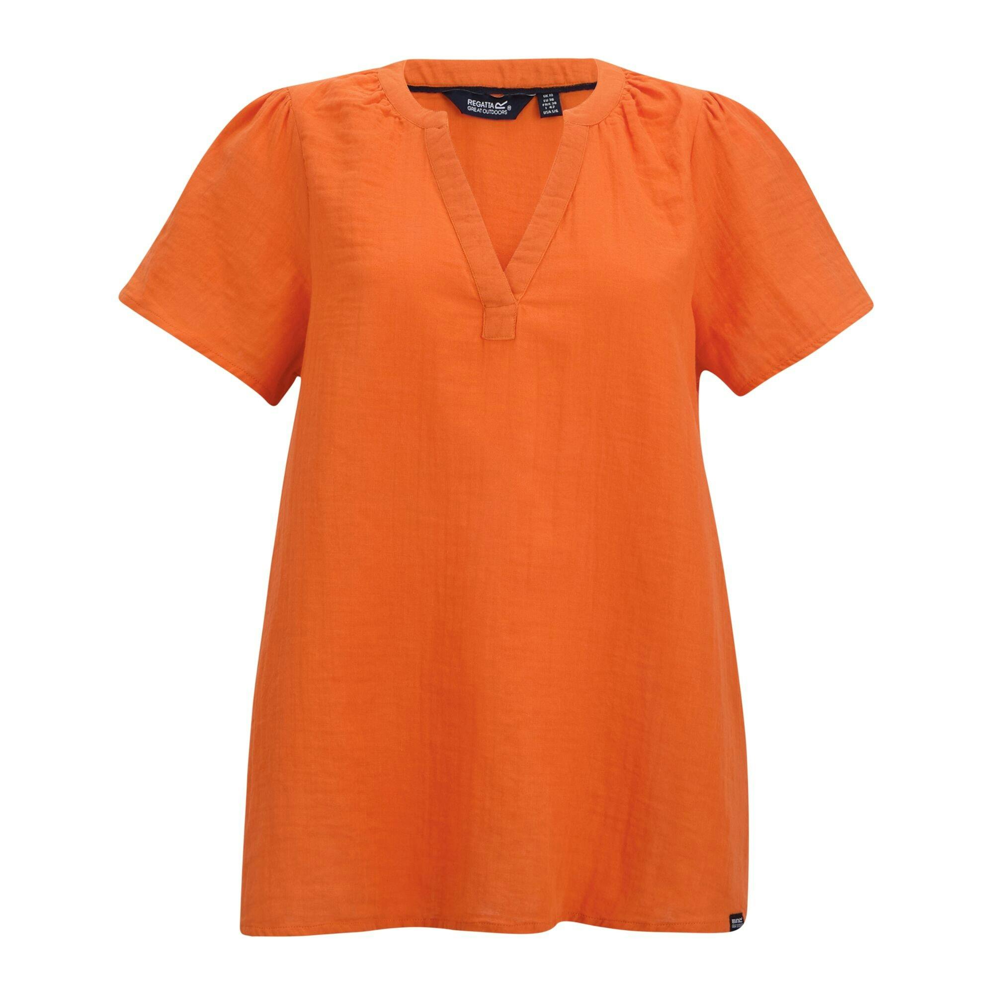 Regatta Women's Selen Short-Sleeved Shirt - Tangerine Tango - 18 Uk - Tangerine Tango - 100% Cotton