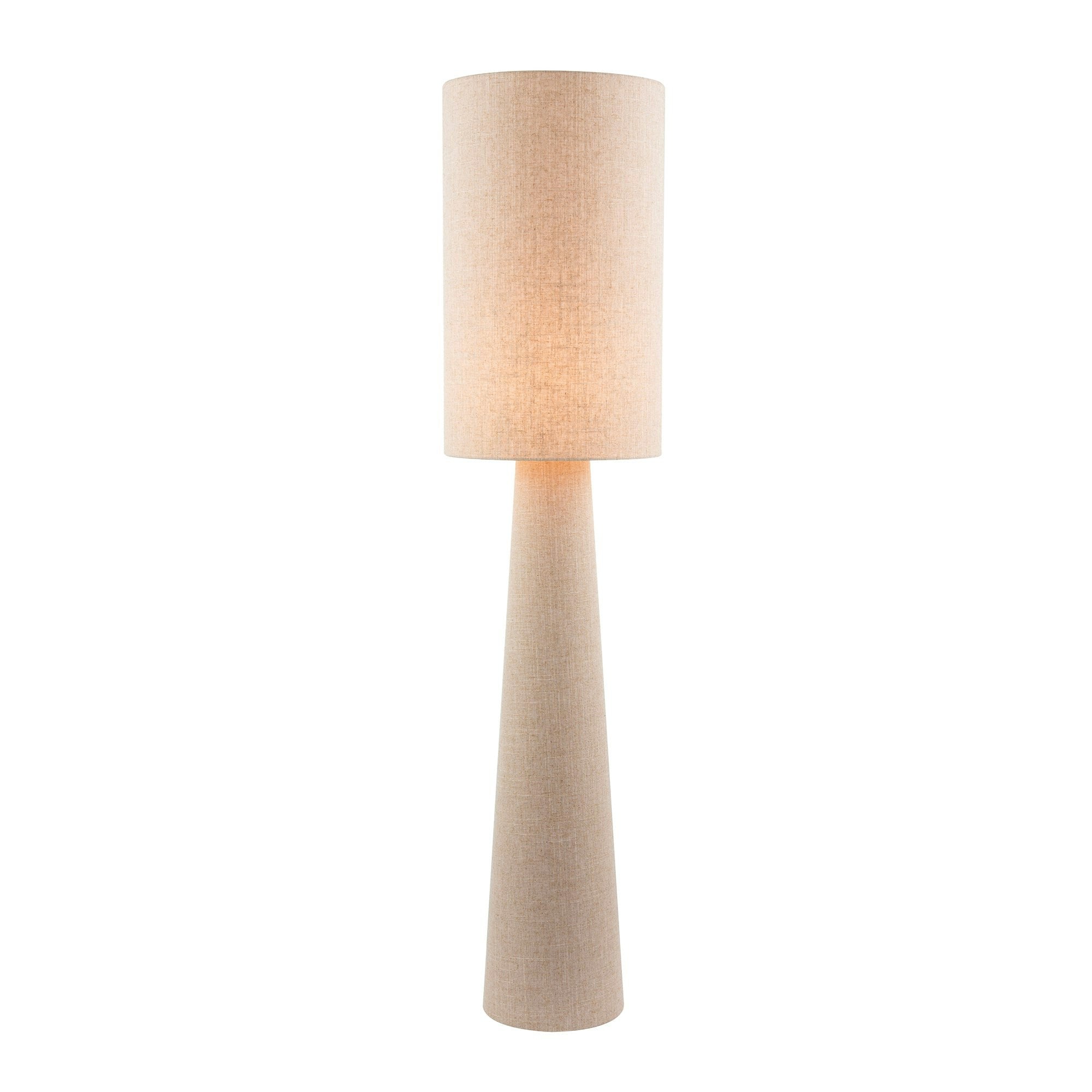 Rackhams White/Light Modern Natural Oatmeal Linen Floor Lamp With Fabric Shade And Base