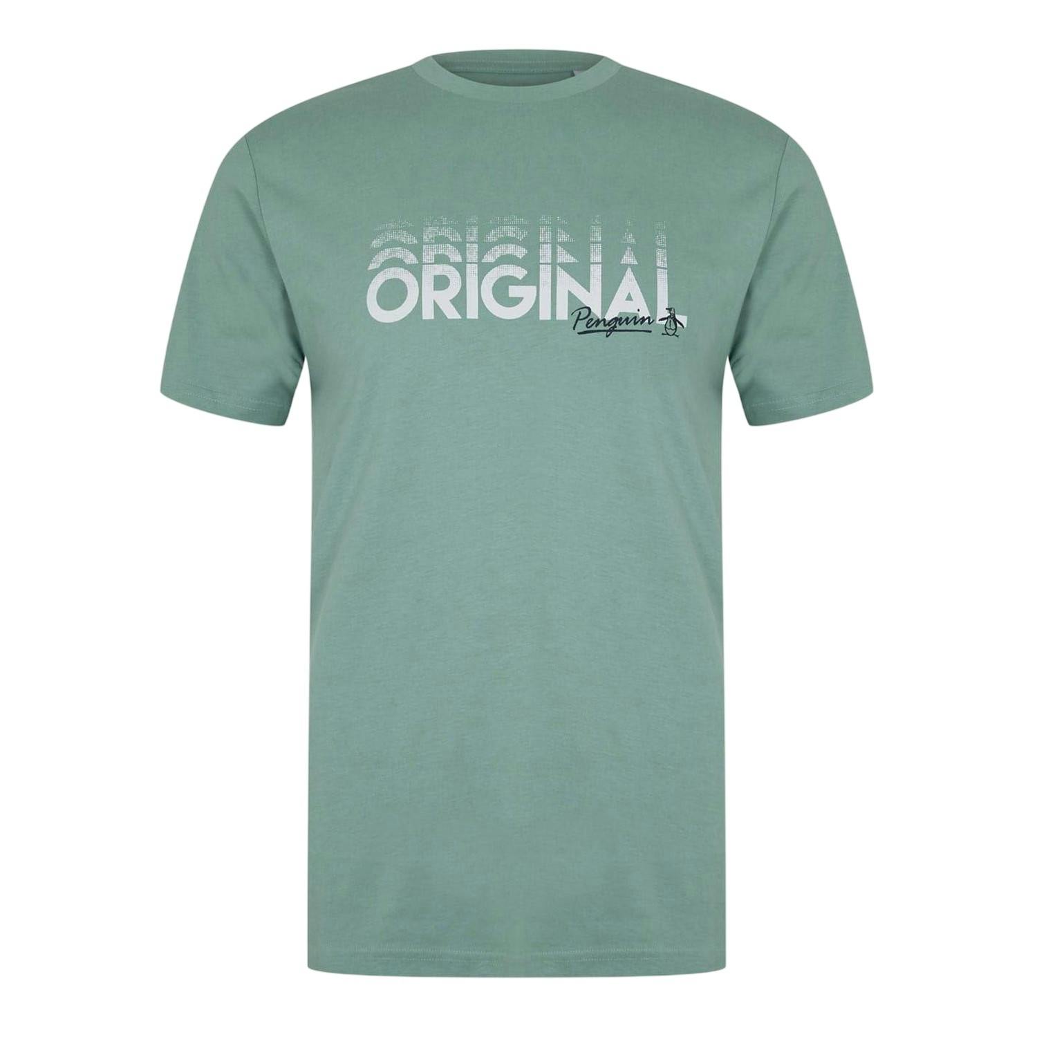 Original Penguin Men's Lettering Crew Neck Regular T-Shirt - Feldspar - S - Feldspar - 100% Mixed