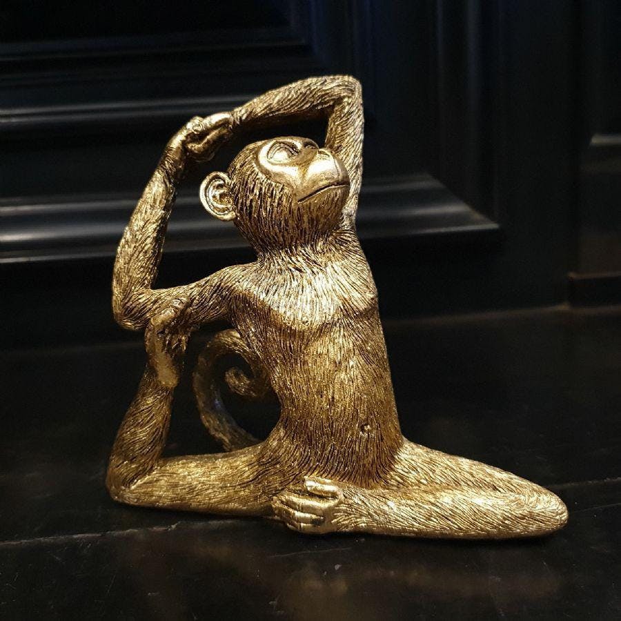 Spa Golden Sitting Lord Of Dance Pose Yoga Monkey Figurine Home Decor