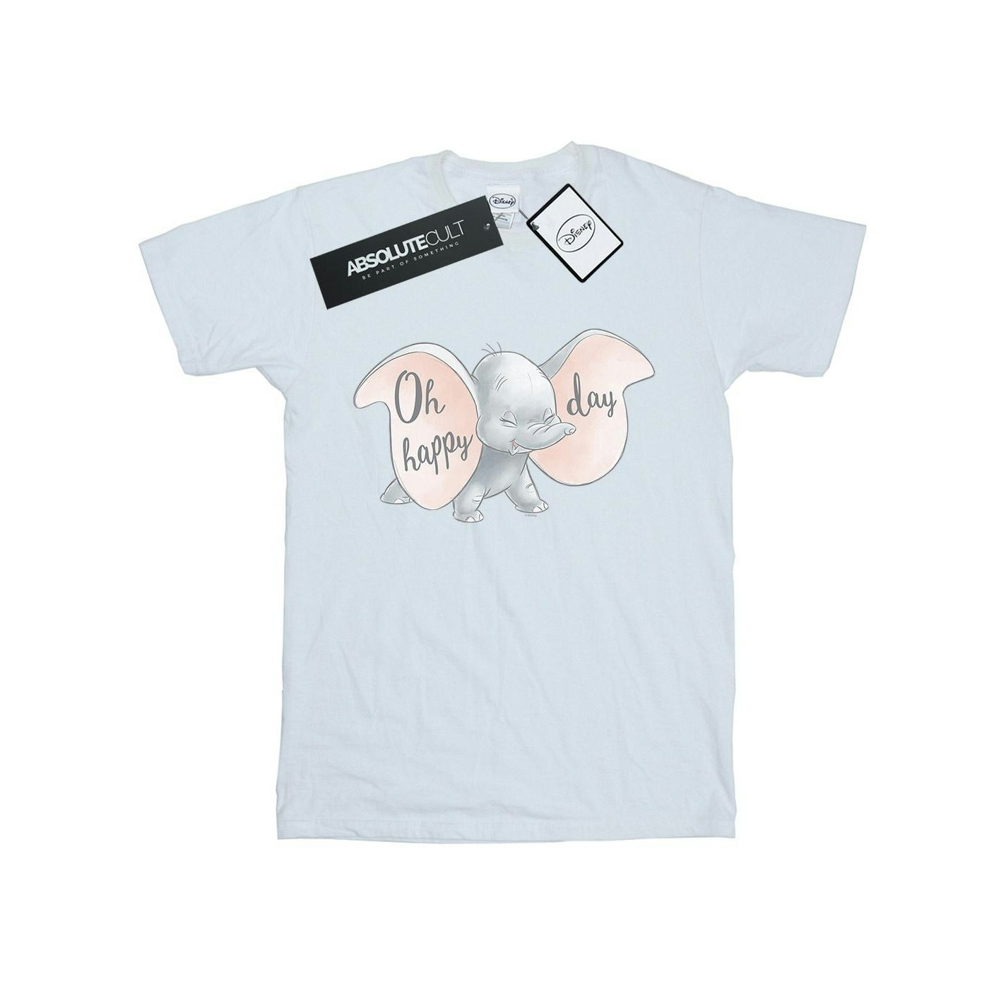 Disney Women's White Dumbo Happy Day Cotton Boyfriend T-Shirt - Extra Large