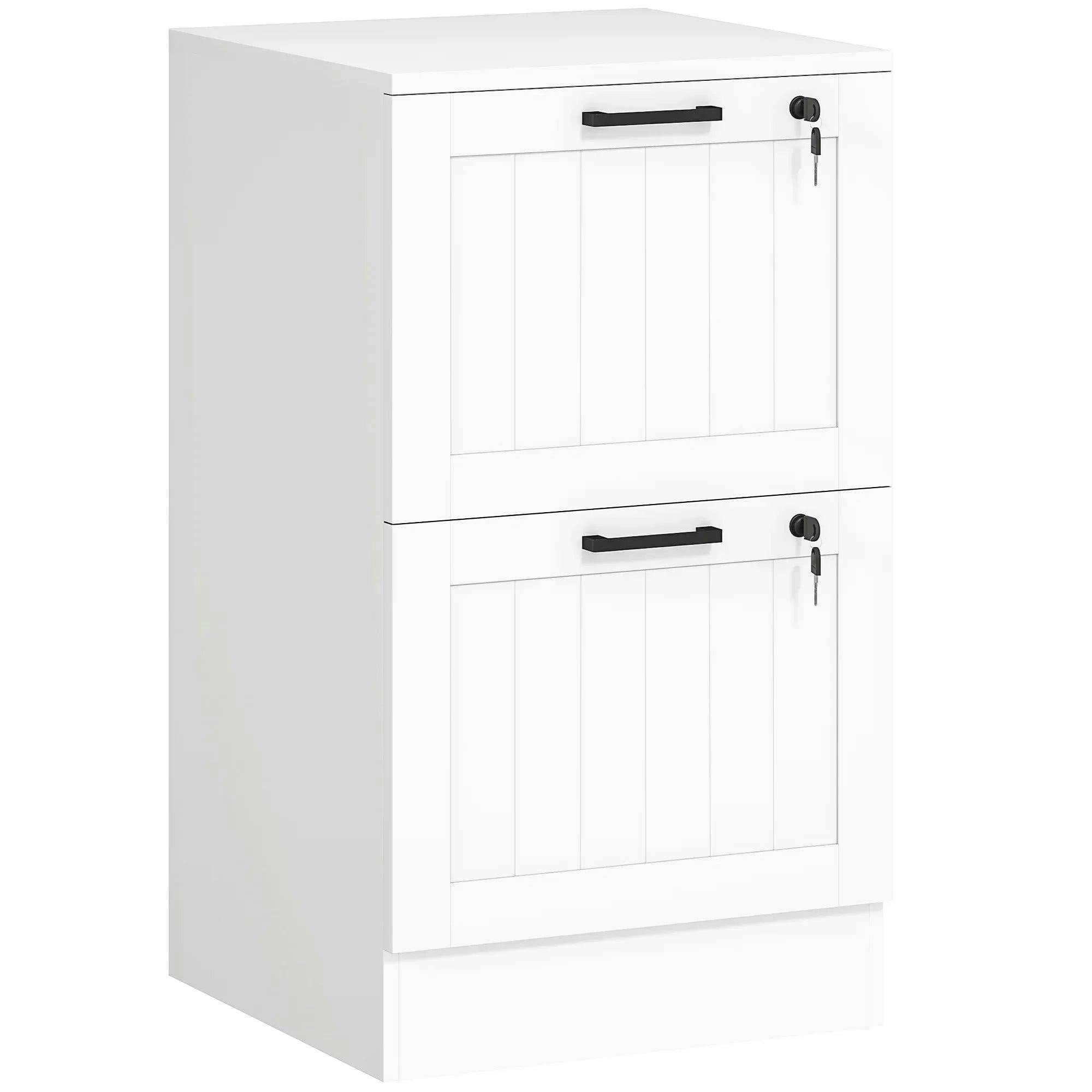 Rackhams Black/White 2 Drawer File Cabinet With Lock And Adjustable Hanging Bars, - 40W X 40D X 71H Cm - 2 - Image 5