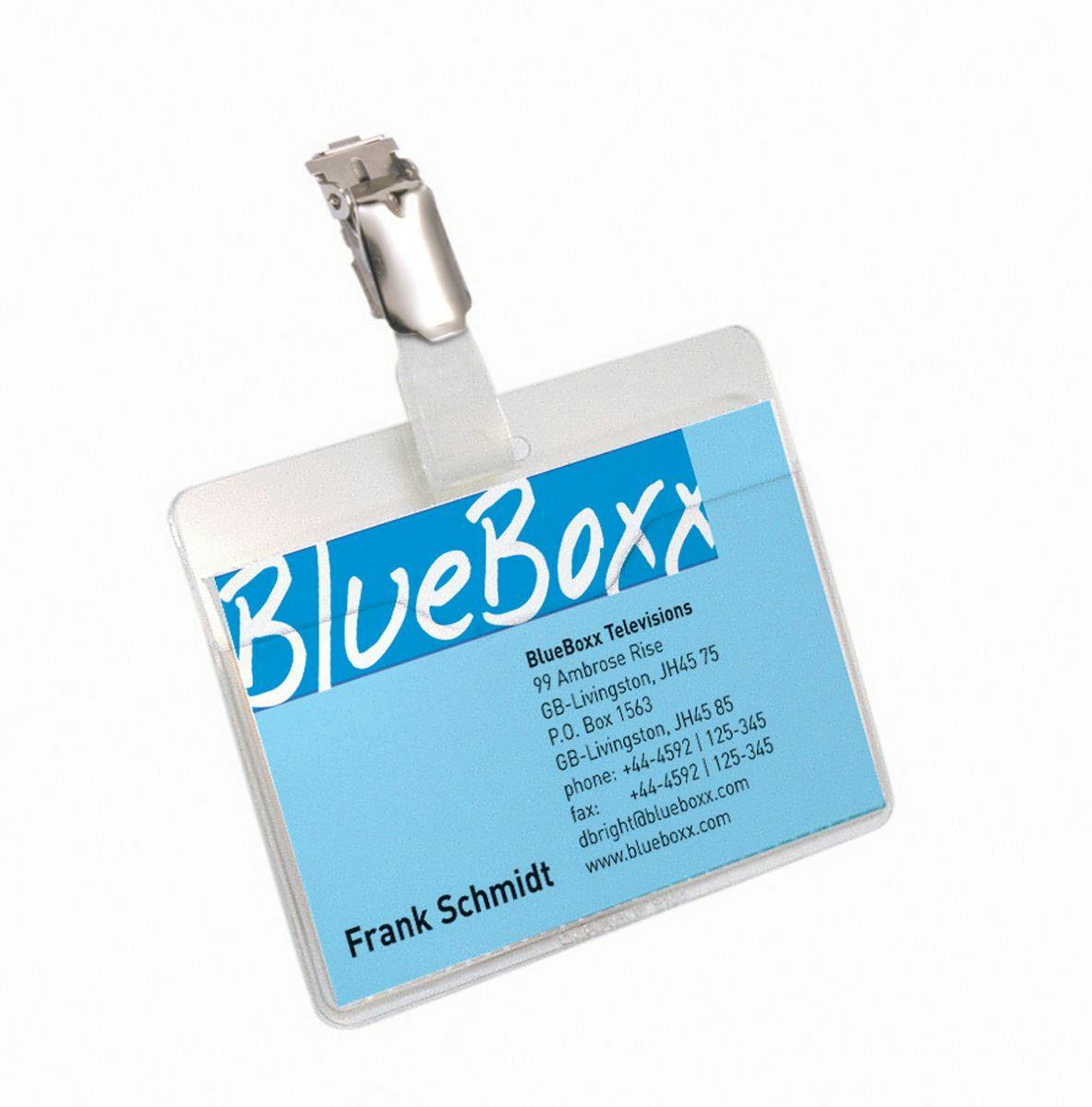 Durable Clip Name Tag Id Badge Card Holders + Inserts | 25 Pack | 54 X 90Mm