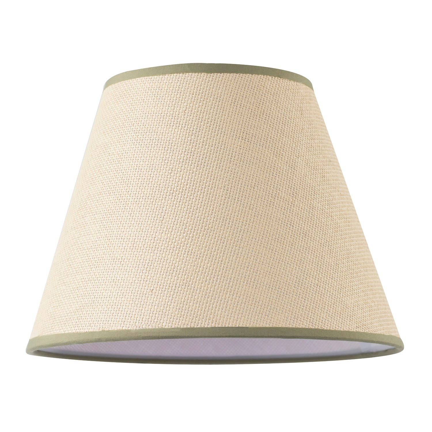Rackhams Green Classic Rattan Tweed Lamp Shade With Olive Cotton Fabric Trims