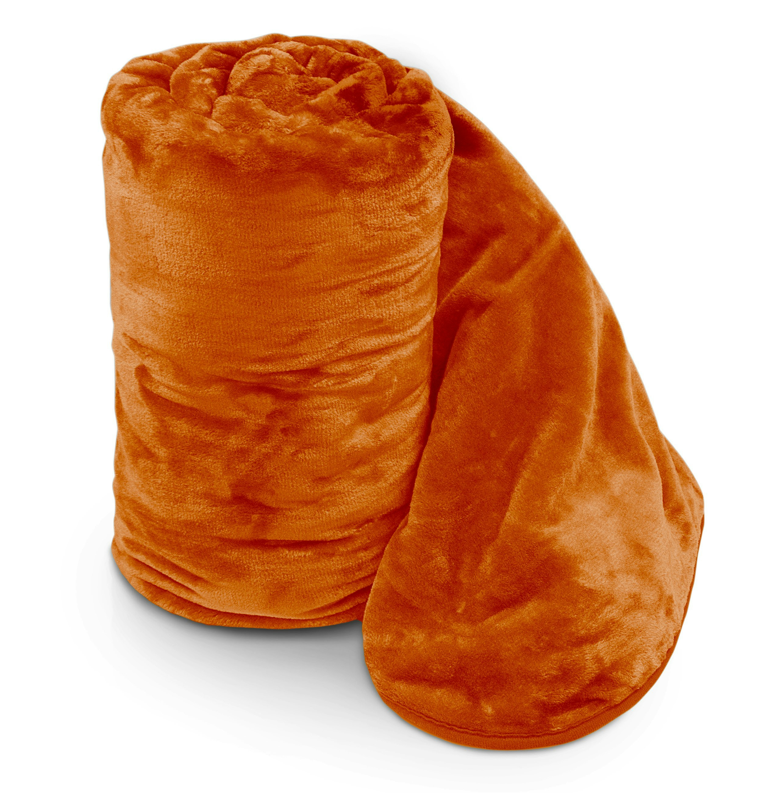 Rackhams Orange Faux Mink Thick Heavy Blanket - 150Cm X 200Cm
