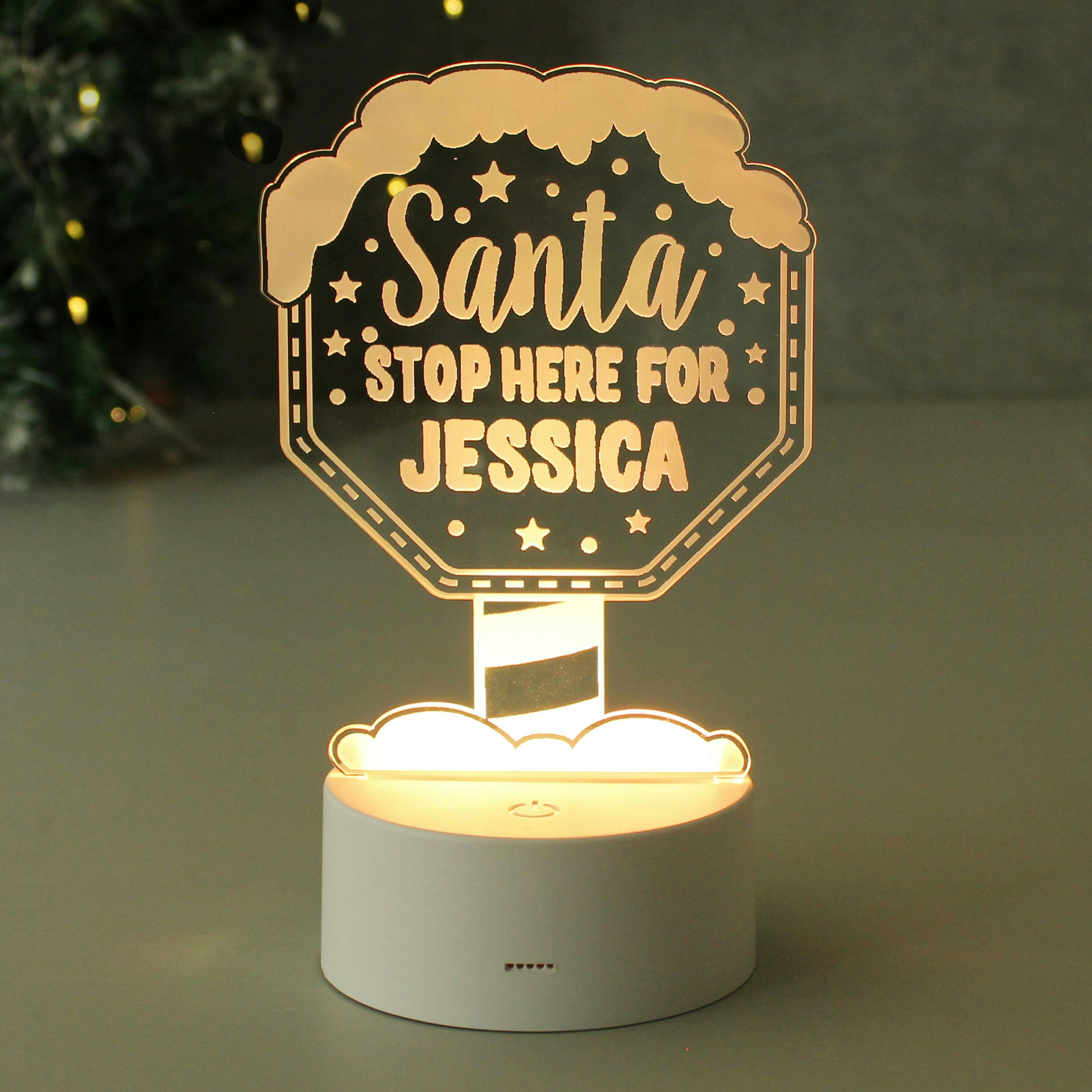 Personalised Memento Company Light Personalised Santa Stop Here Led Colour Changing Night