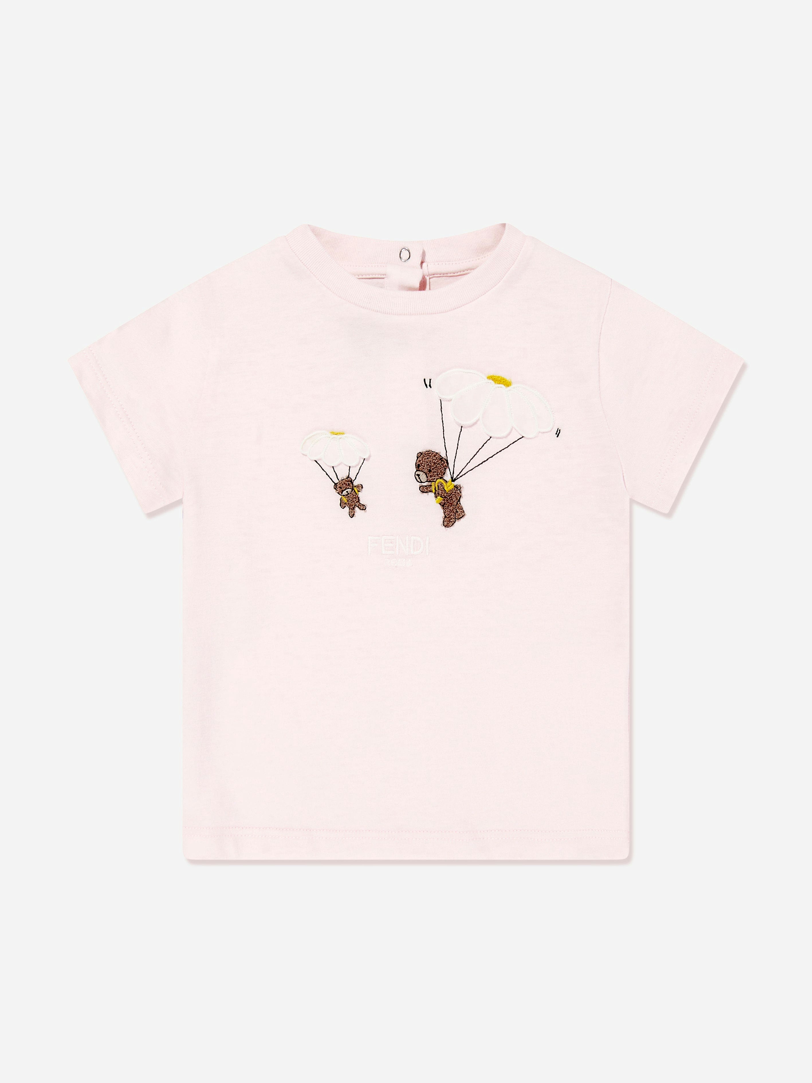 Fendi Kids Girls Pink Fendi Baby Bear T-Shirt In - 18 Mths