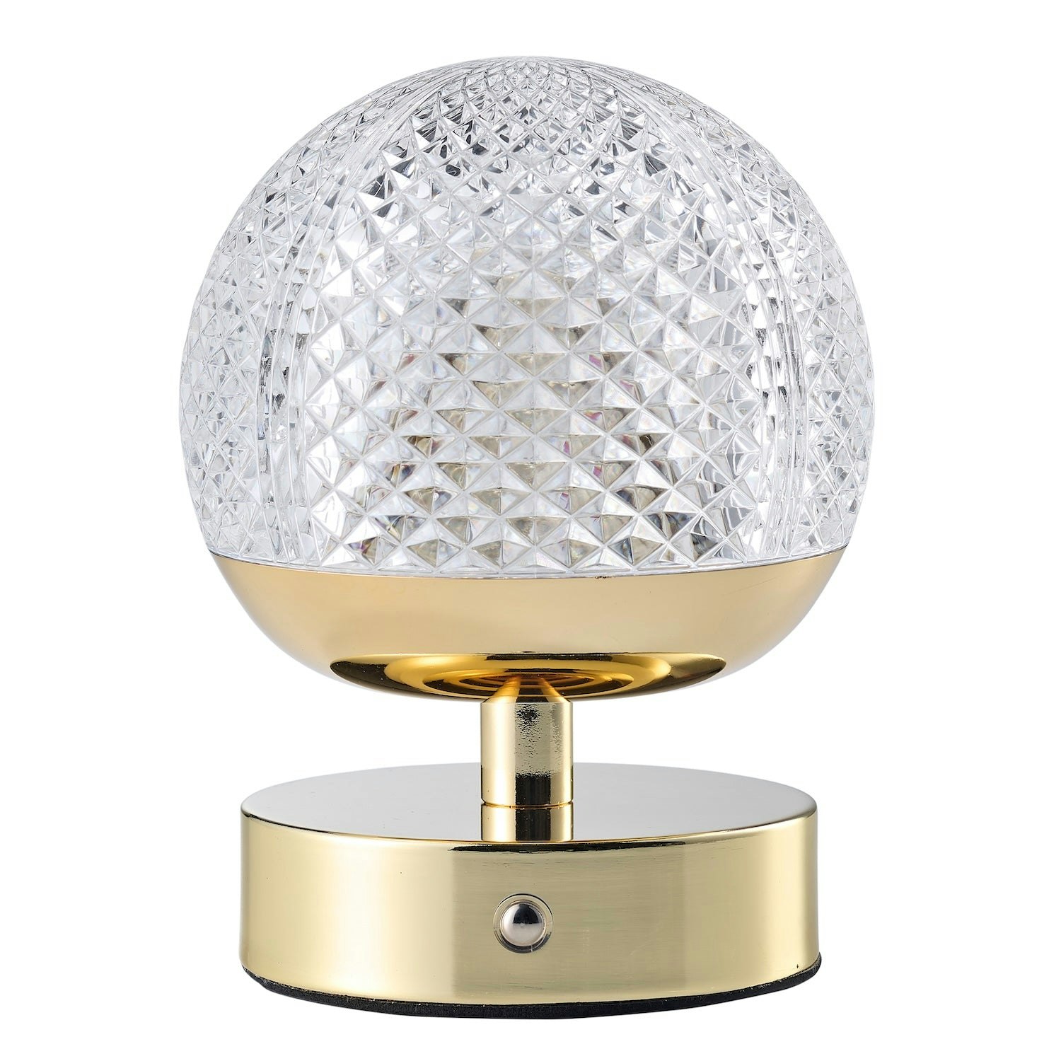 Rackhams Gold Modern Rechargeable Touch Dimmable Table Lamp With Patterned Glass Shade Small