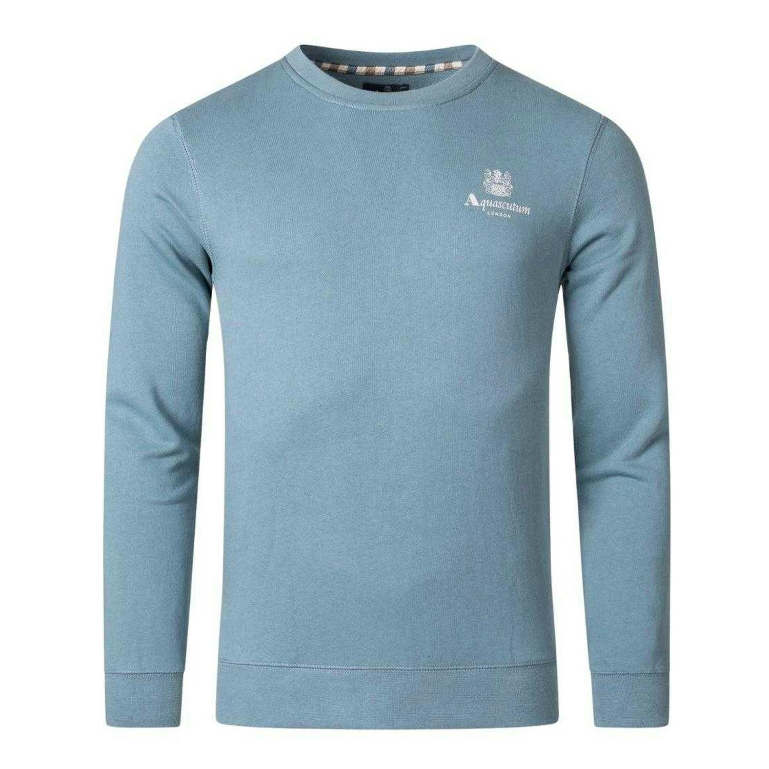 Aquascutum Unisex Blue Adult Logo Active Sweatshirt - S - 100% Cotton