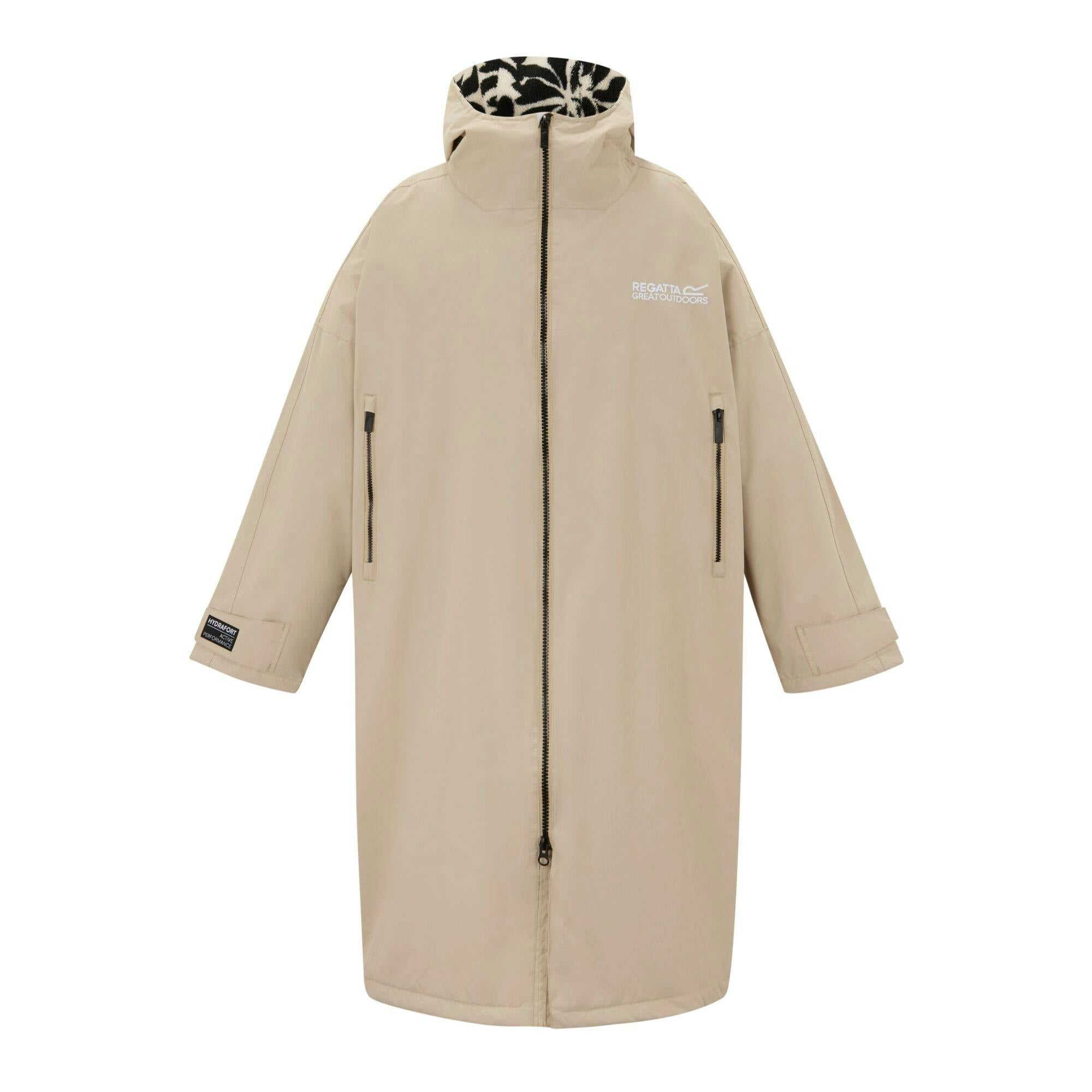 Regatta Unisex White Adult Abstract Floral Waterproof Changing Robe - Pepper - S-M - Pepper - 62% Polyester/38% Recycled Polyester