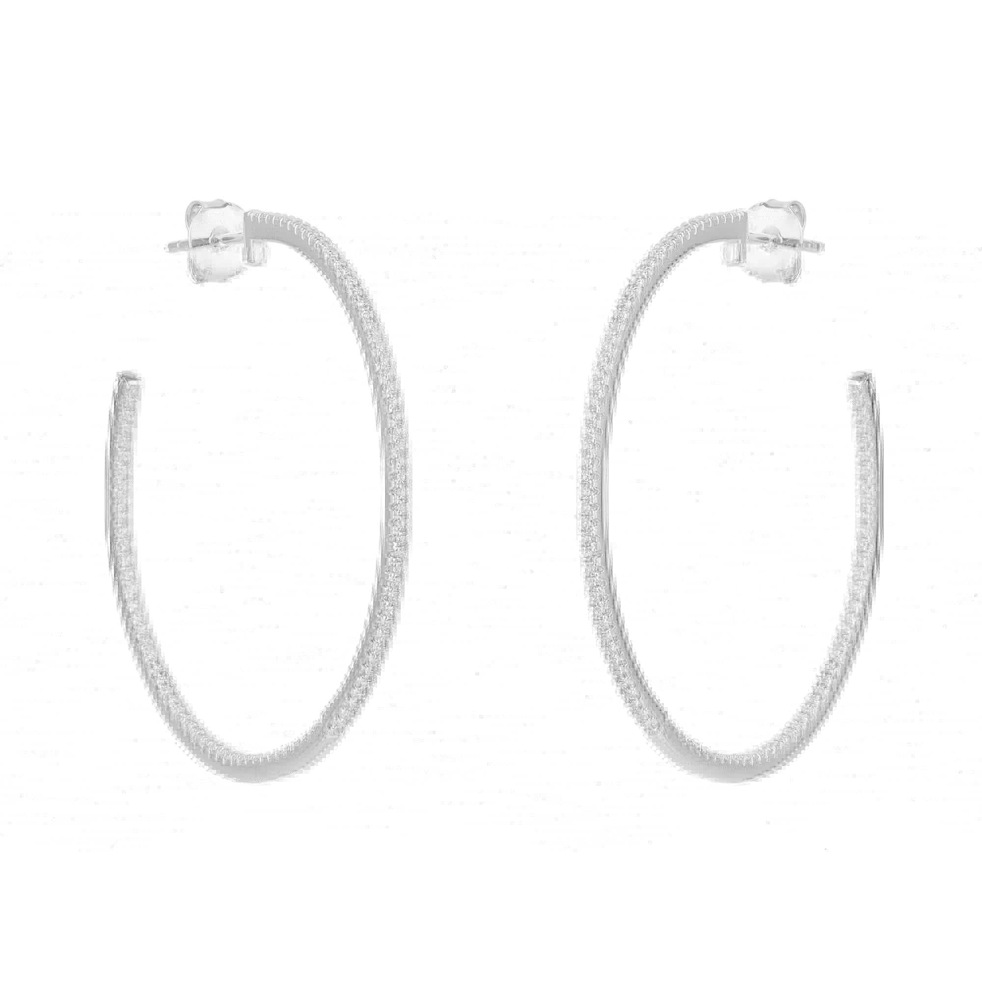 Spero London Silver Sterling Large Stud Hoop Earring With Interior Gemstones