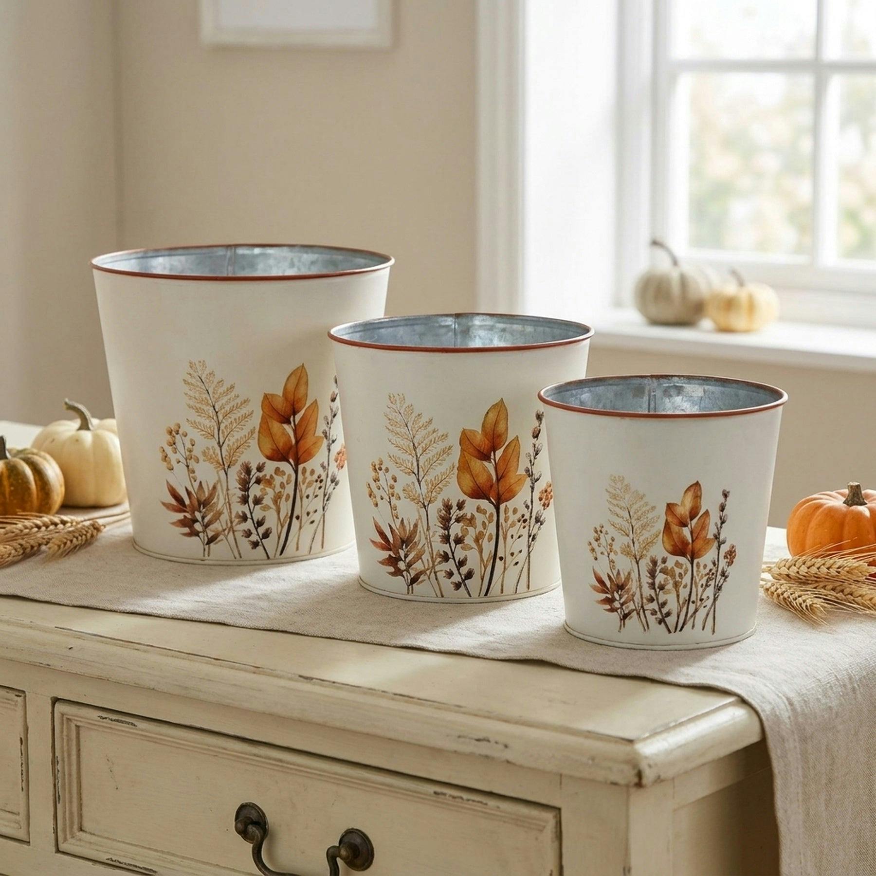 Rackhams Set Of Three Autumnal Decorative Planters