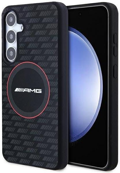 Mercedes Black Amg Carbon Pattern Silicone Cover With Magsafe For Samsung Galaxy S24 6.2" - Amhms24s23smrk