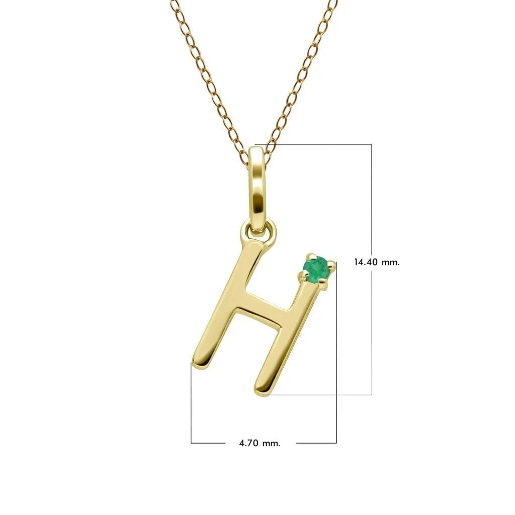 Gemondo Yellow/Gold Initial Emerald Letter Necklace In 9Ct - H