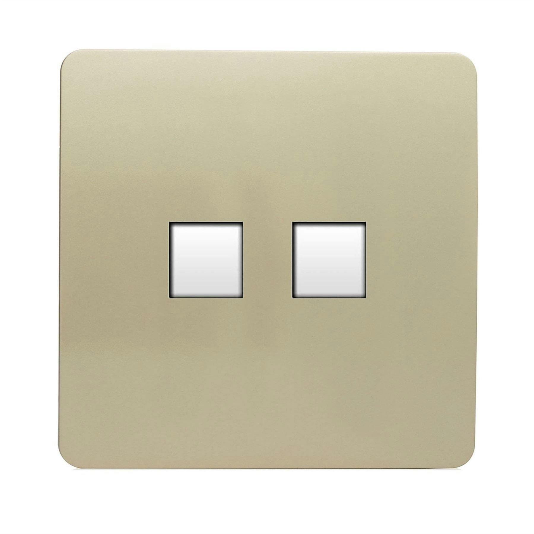 Trendi Switch Gold 2 Gang Rj45 Cat 5E Pc Ethernet Socket In Champagne