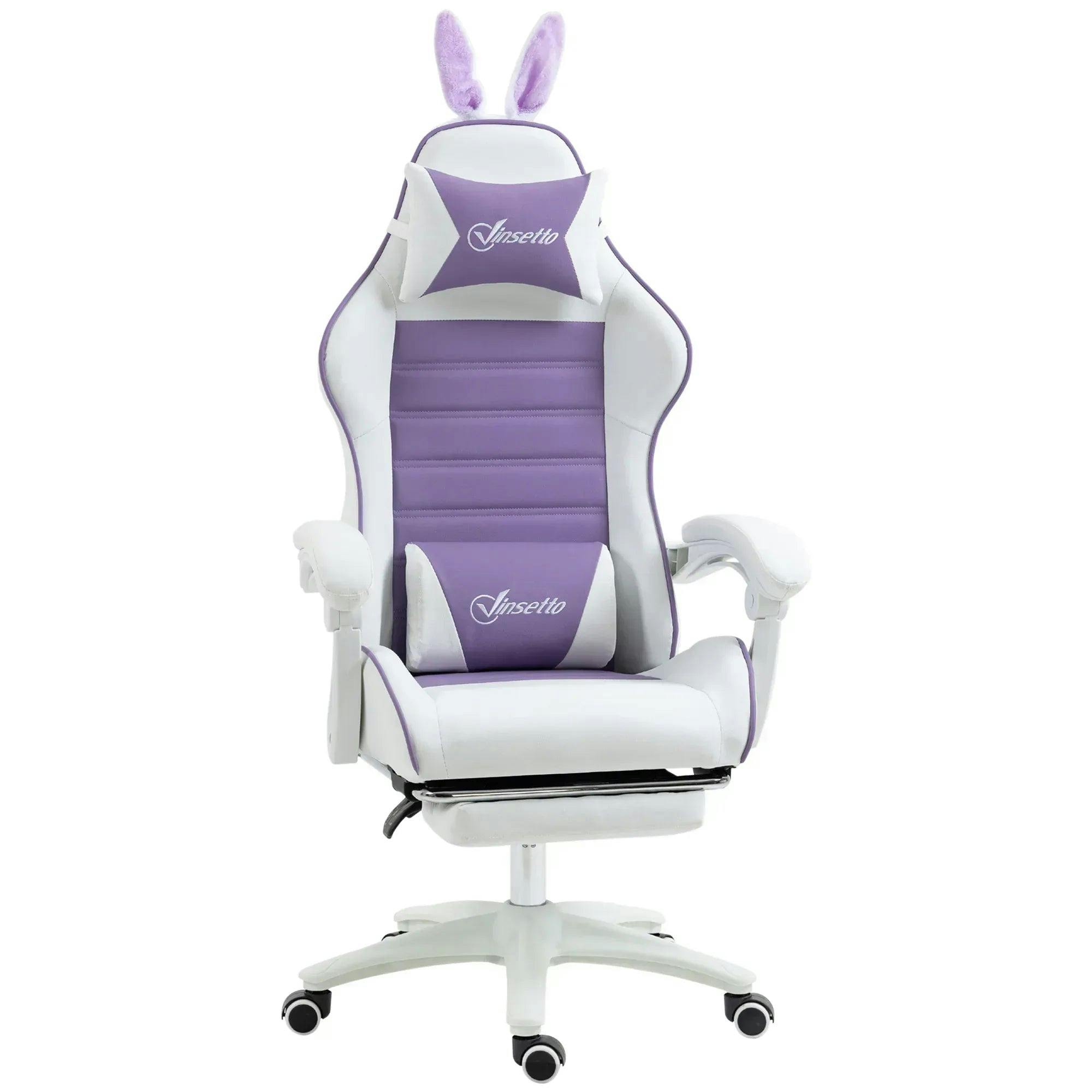 Vinsetto Unisex Purple Racing Style Gaming Chair With Footrest Removable Rabbit Ears In Size 1 - Image 6