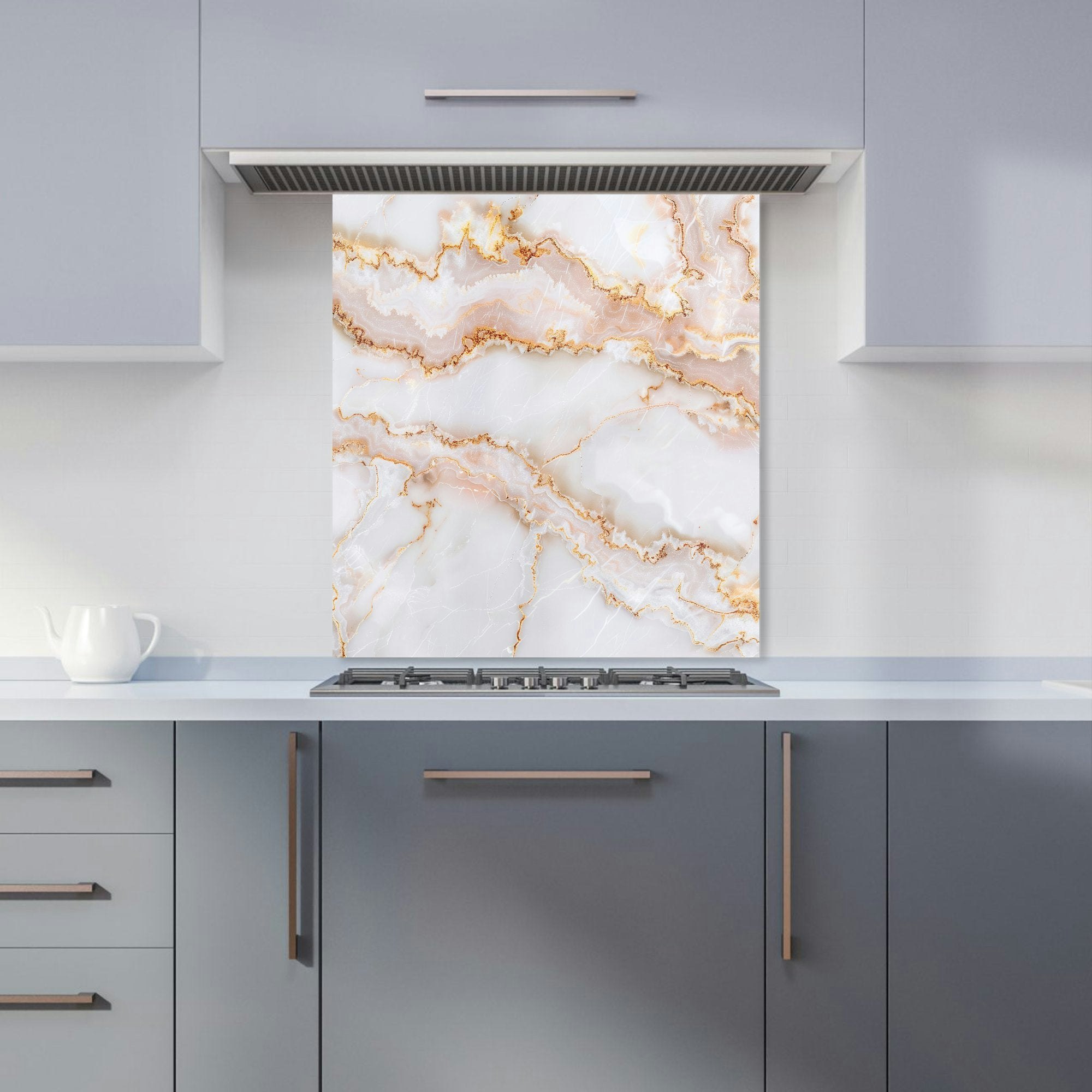 Rackhams Peach - Designer Quartz Effect Kitchen Splashback - W600mm X H650mm