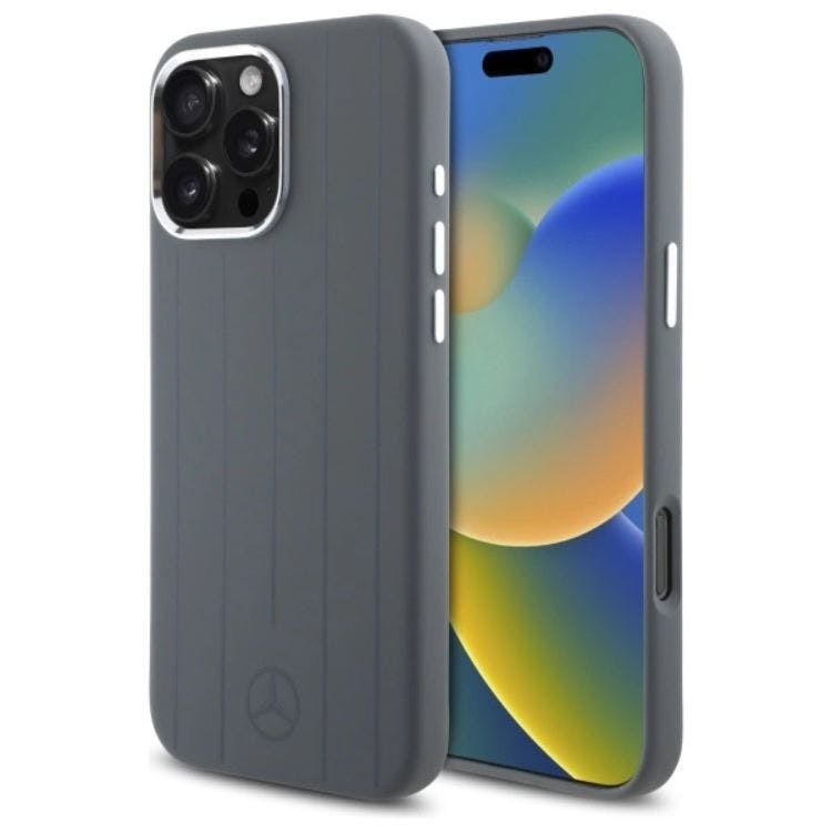 Mercedes Grey Benz Silicone Vertical Tonal Stripes Case With Magsafe For Iphone 16 Pro Max 6.9" - Mehmp16x23suvsa